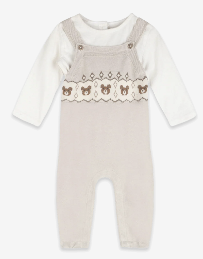 Viverano Bear Fair Isle Knit Baby Overall Set