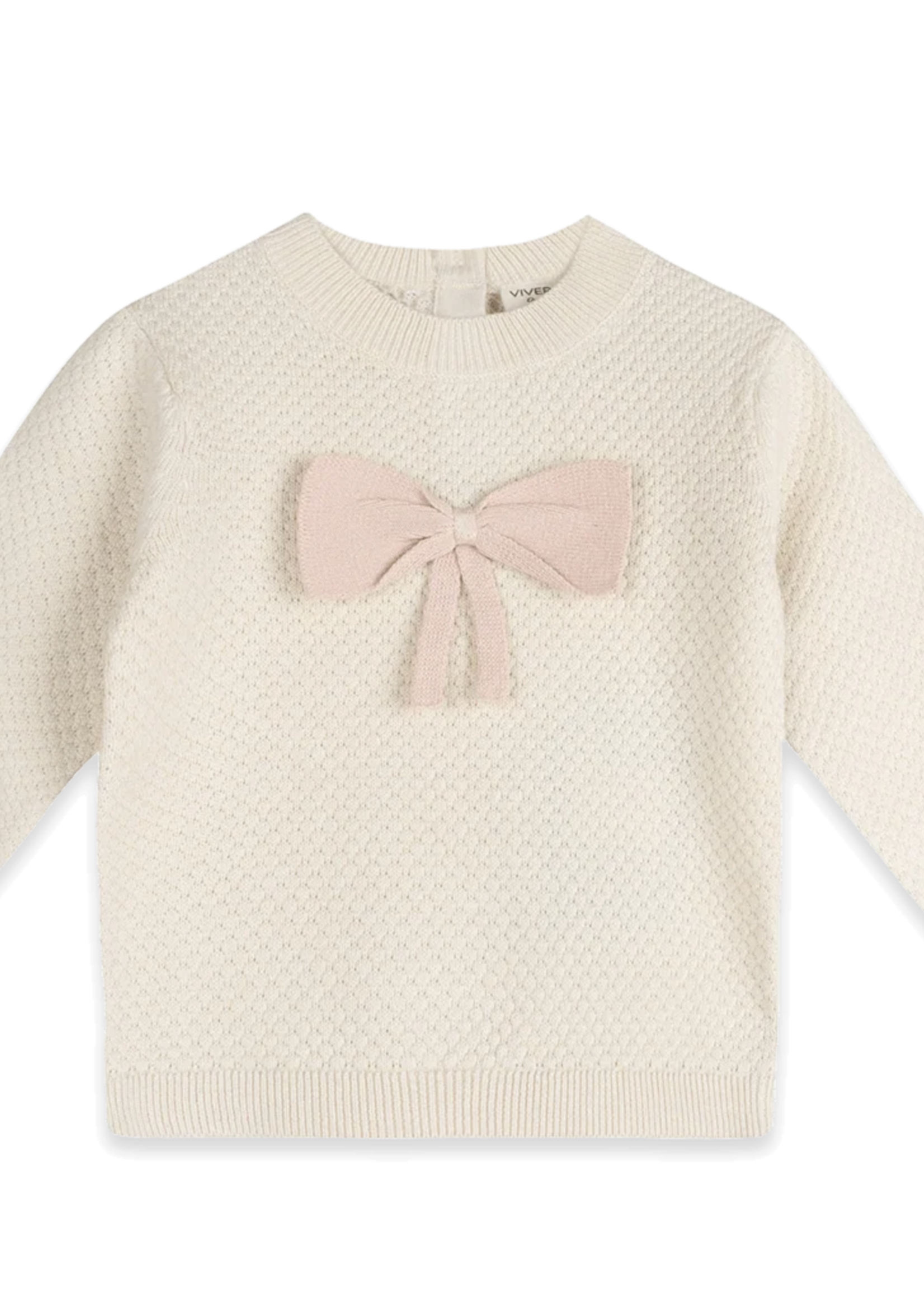 Viverano Ella Bow Knit Pullover (Organic Cotton) Ecru