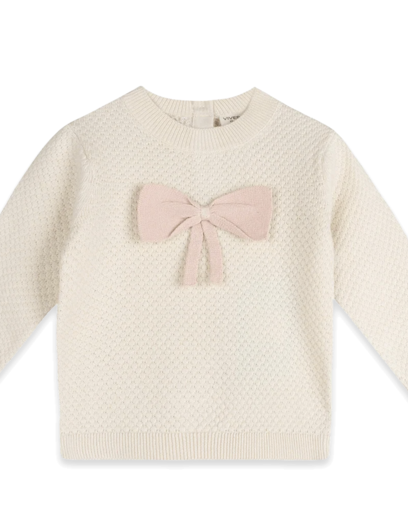 Viverano Ella Bow Knit Pullover (Organic Cotton) Ecru