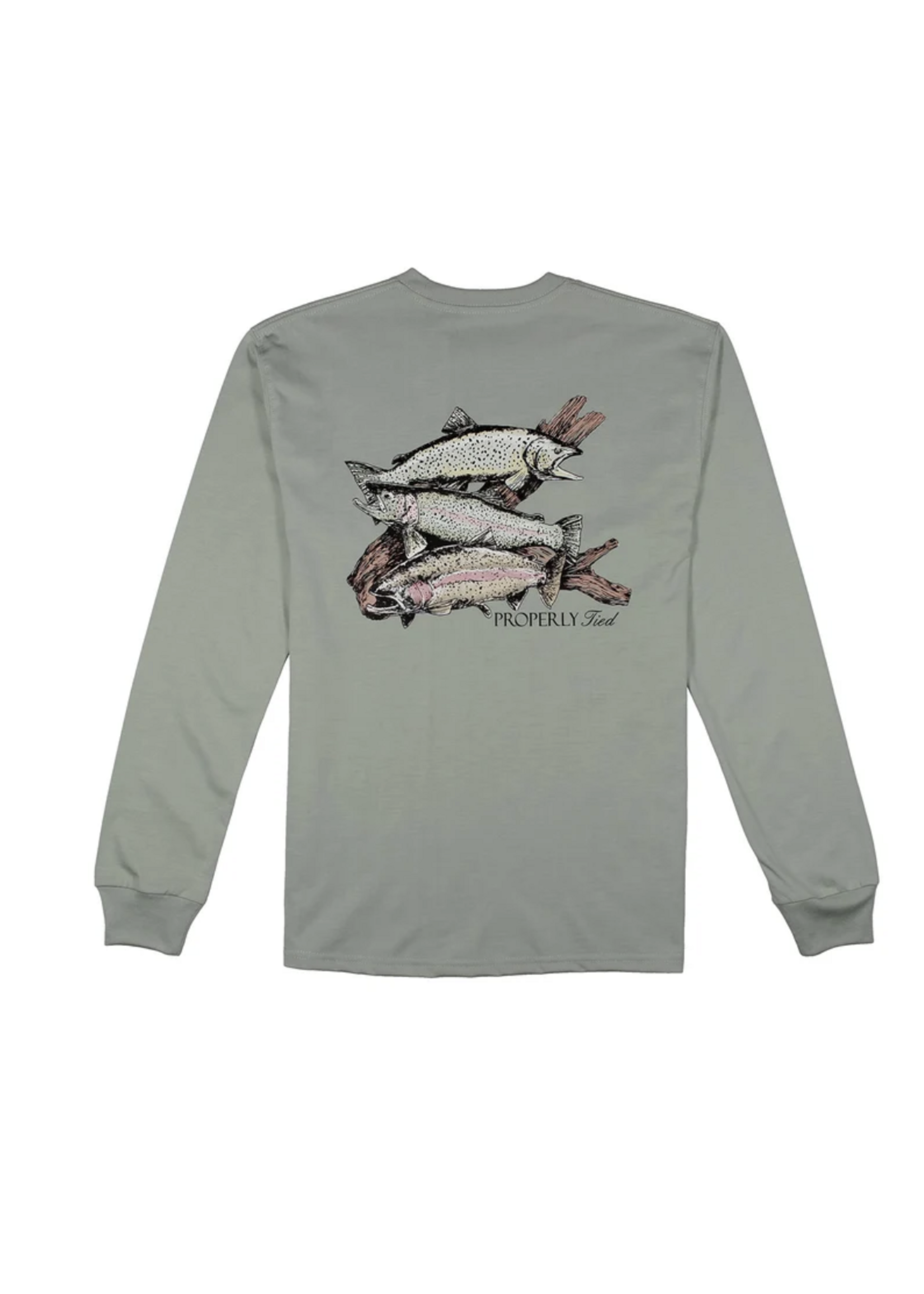 Properly Tied Mens Trout Trio LS Chrome Grey