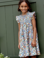 Pink Chicken girls stevie dress - true blue sketched floral