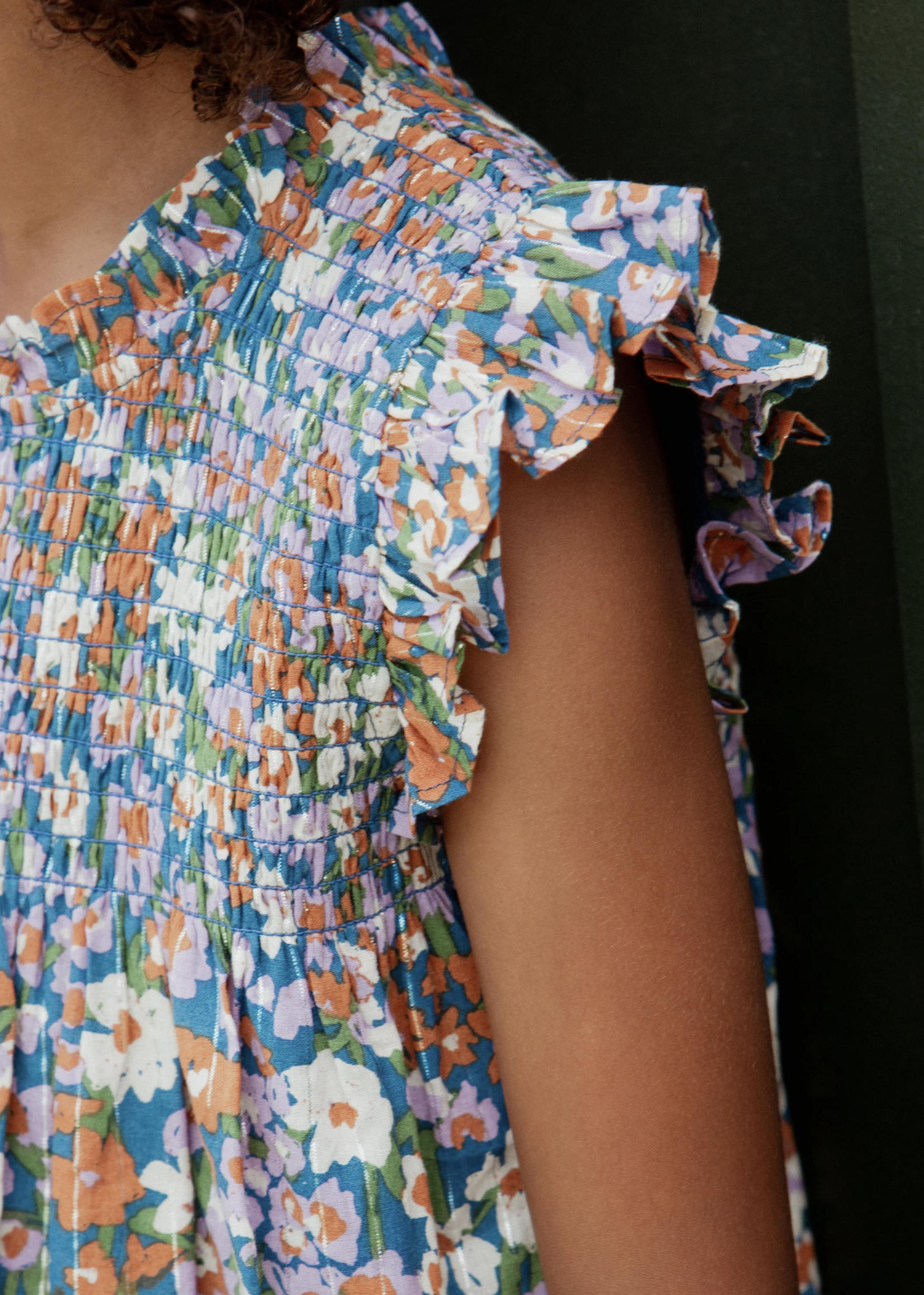 Pink Chicken girls stevie dress - true blue sketched floral