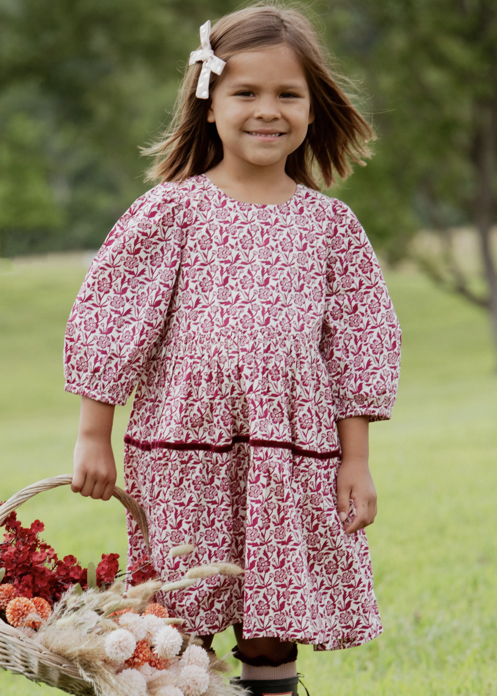 Pink Chicken girls maribelle dress - burgundy climbing floral