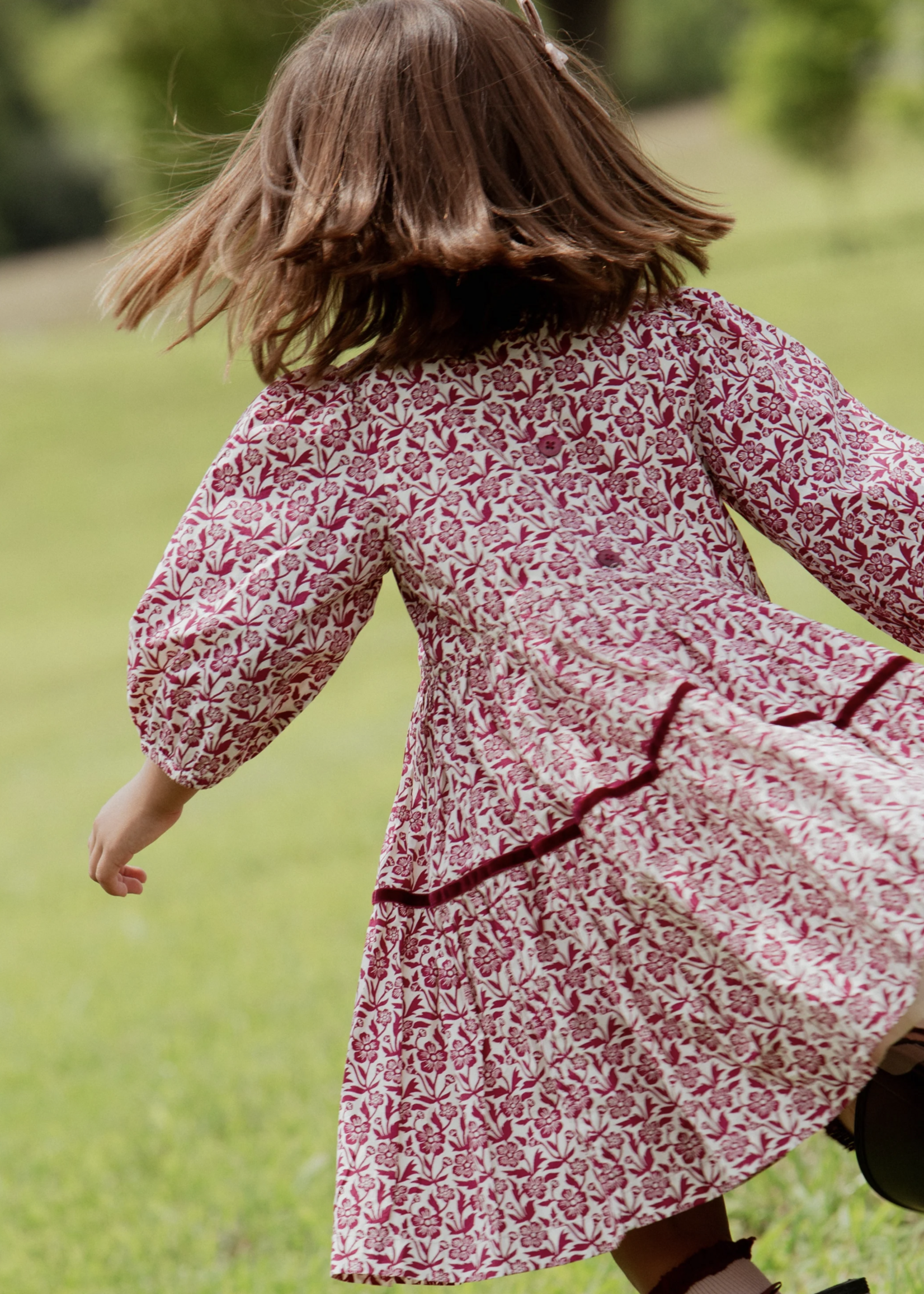 Pink Chicken girls maribelle dress - burgundy climbing floral