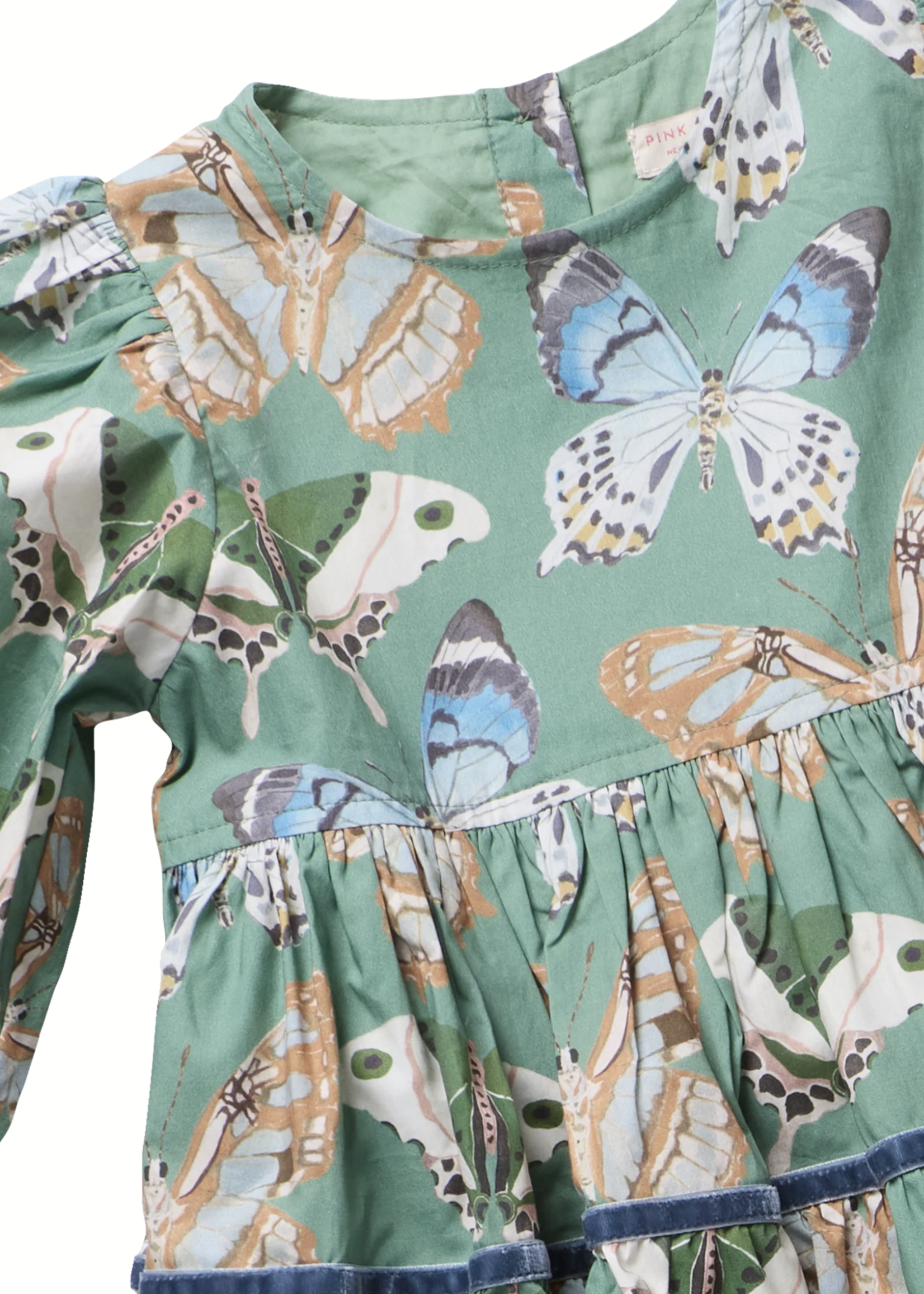 Pink Chicken girls maribelle dress - green butterflies