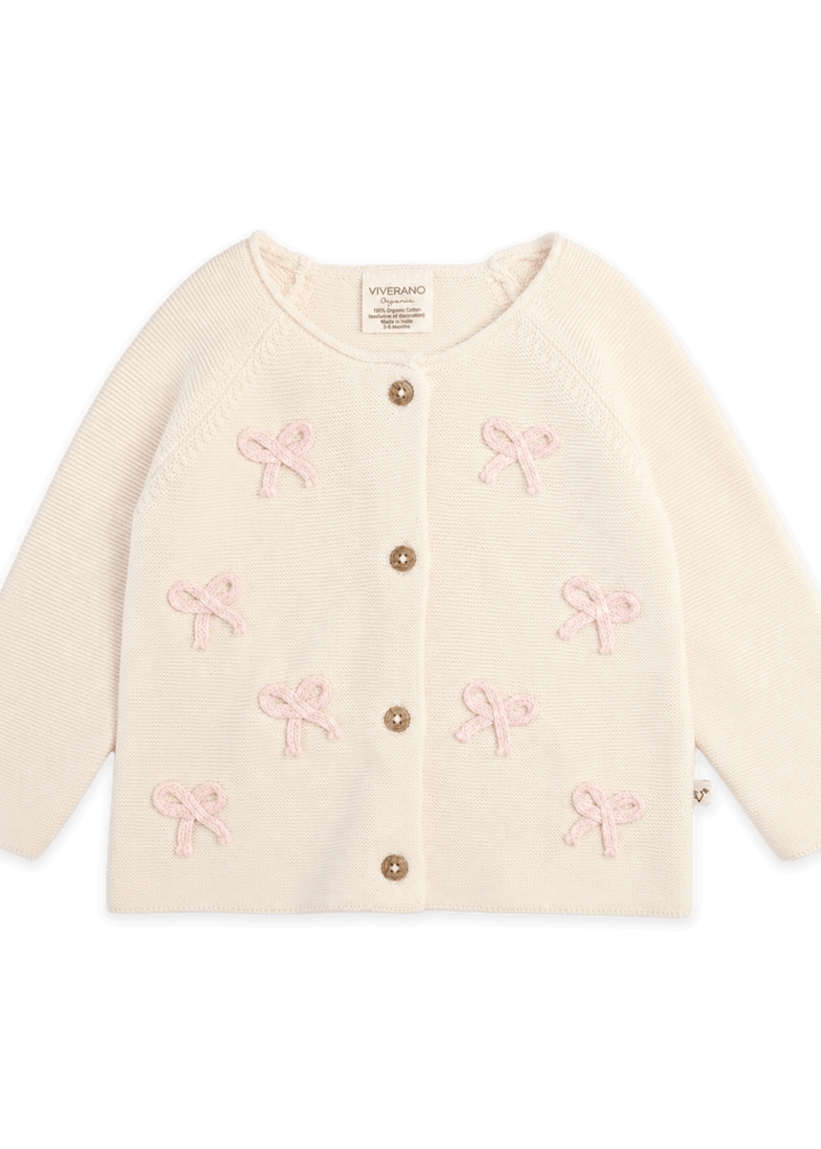 Viverano Zoe Bow Sweater Knit Button Cardigan (Organic Cotton)