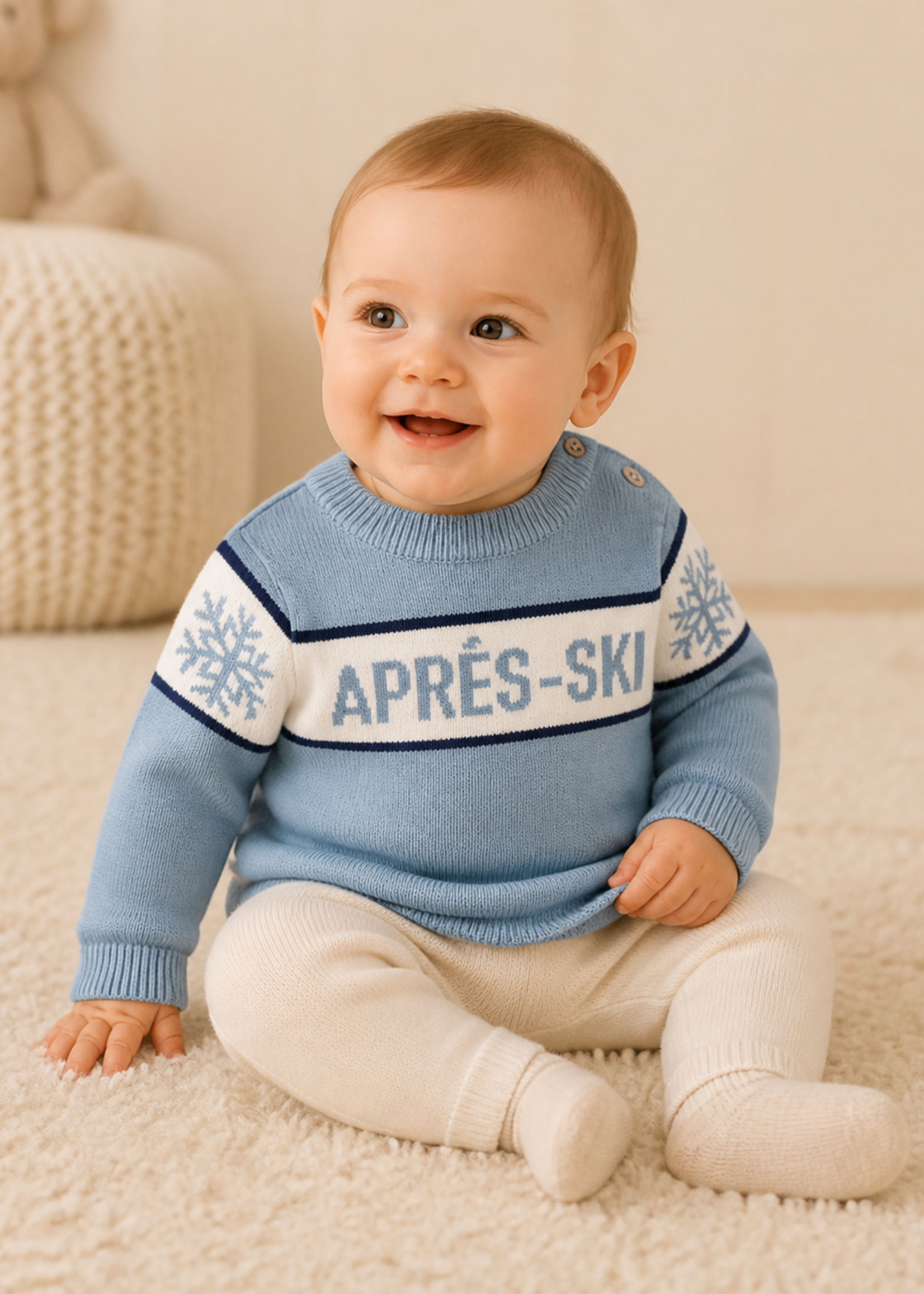 Viverano Apres Ski Knit Wordy Pullover Mineral Blue