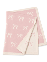 Viverano Sweet Bow Org Cotton Sweater Knit Baby Blanket Sweet Pink