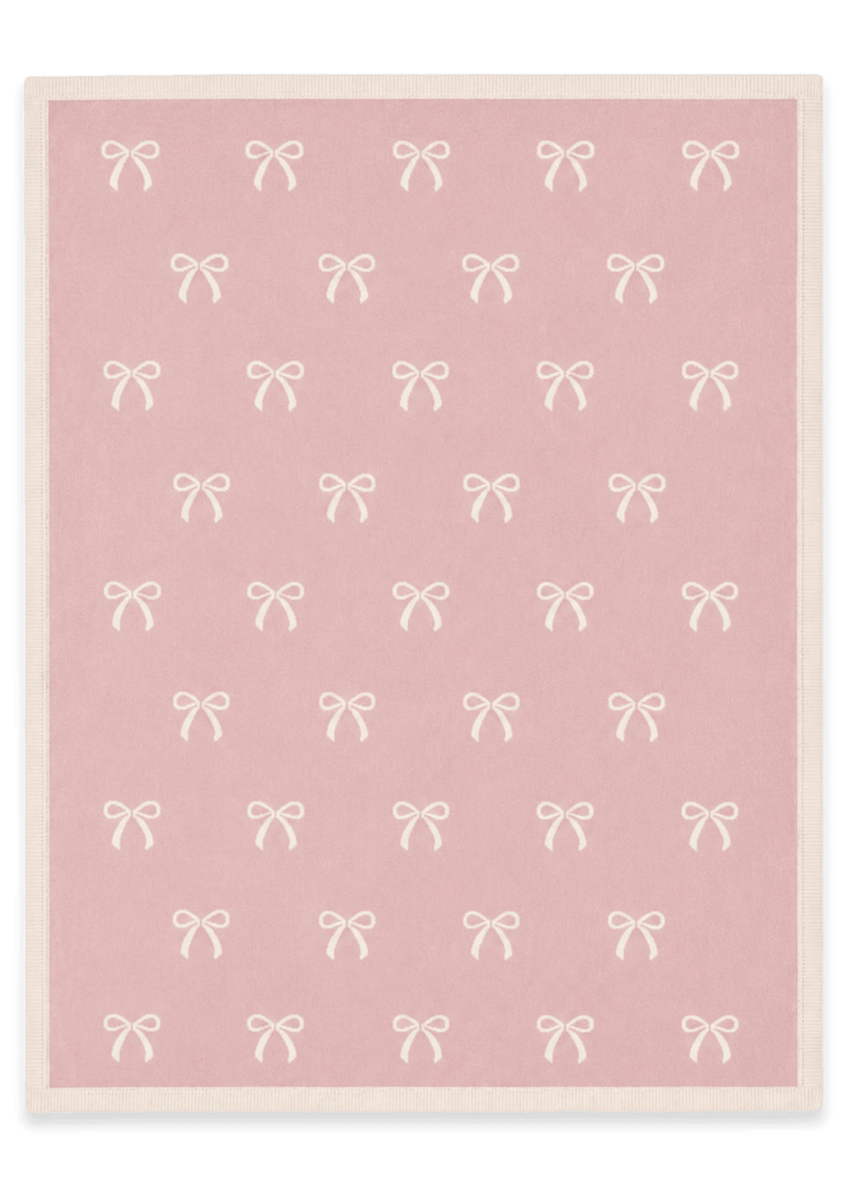 Viverano Sweet Bow Org Cotton Sweater Knit Baby Blanket Sweet Pink