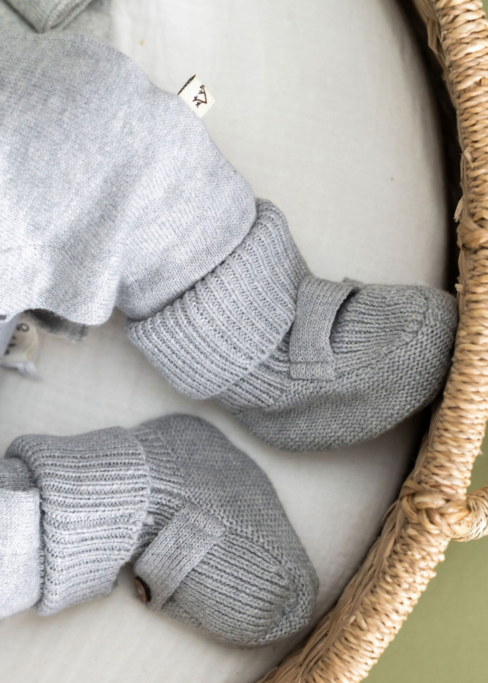 Viverano Milan Knit Cozy Baby Booties Heather Grey