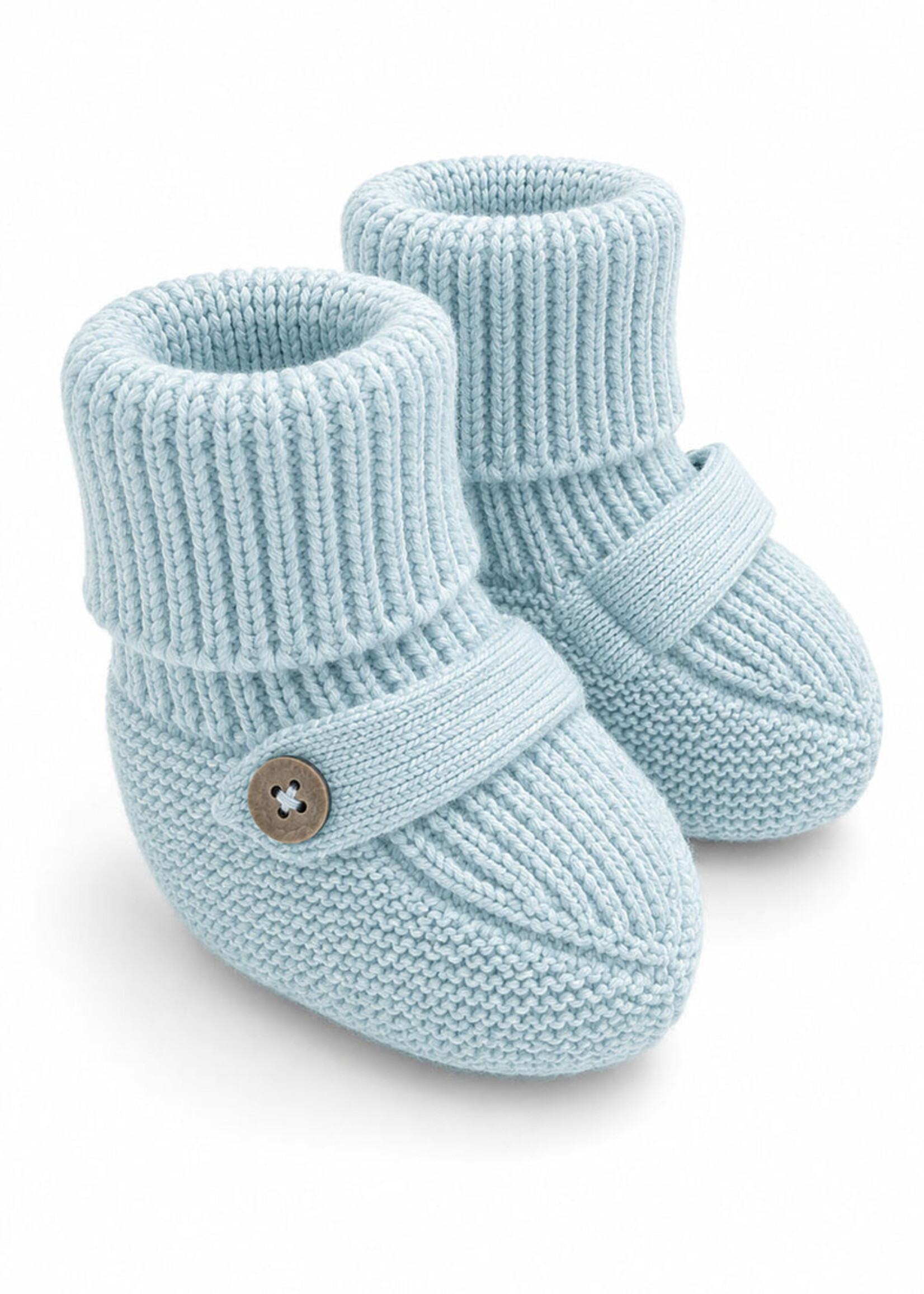 Viverano Milan Earthy Sweater Knit Baby Booties Dusty Blue