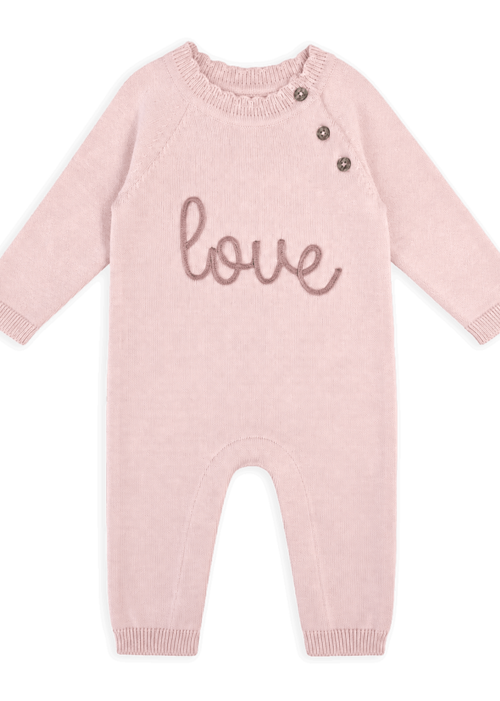 Viverano Love Embroidered Sweater Knit Jumpsuit Blush Pink