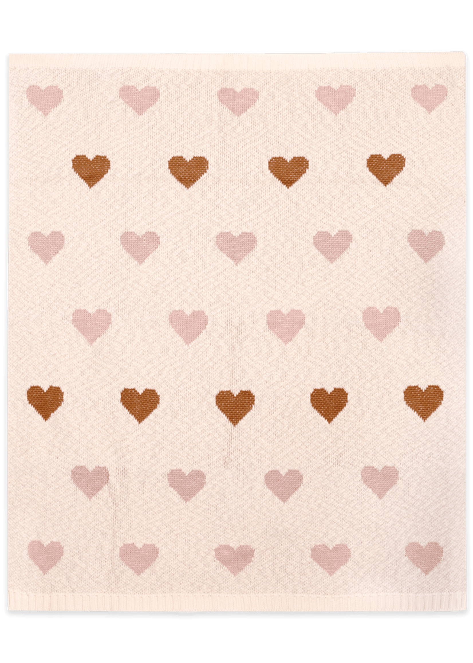 Viverano Loving Hearts Organic Cotton Jacquard Sweater Knit Blanket