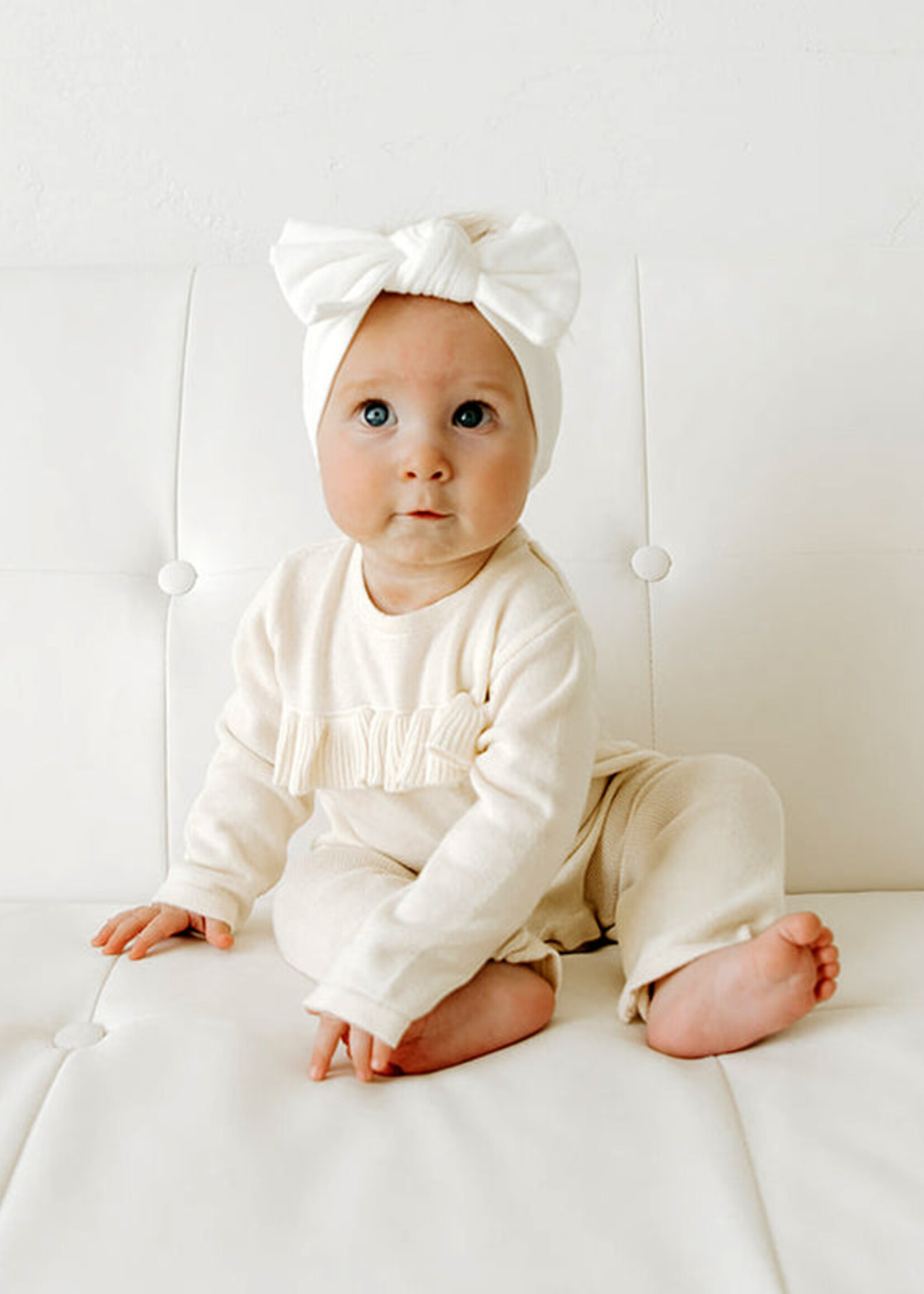 Viverano Milan Ruffle Girl Knit Jumpsuit Coverall Cream