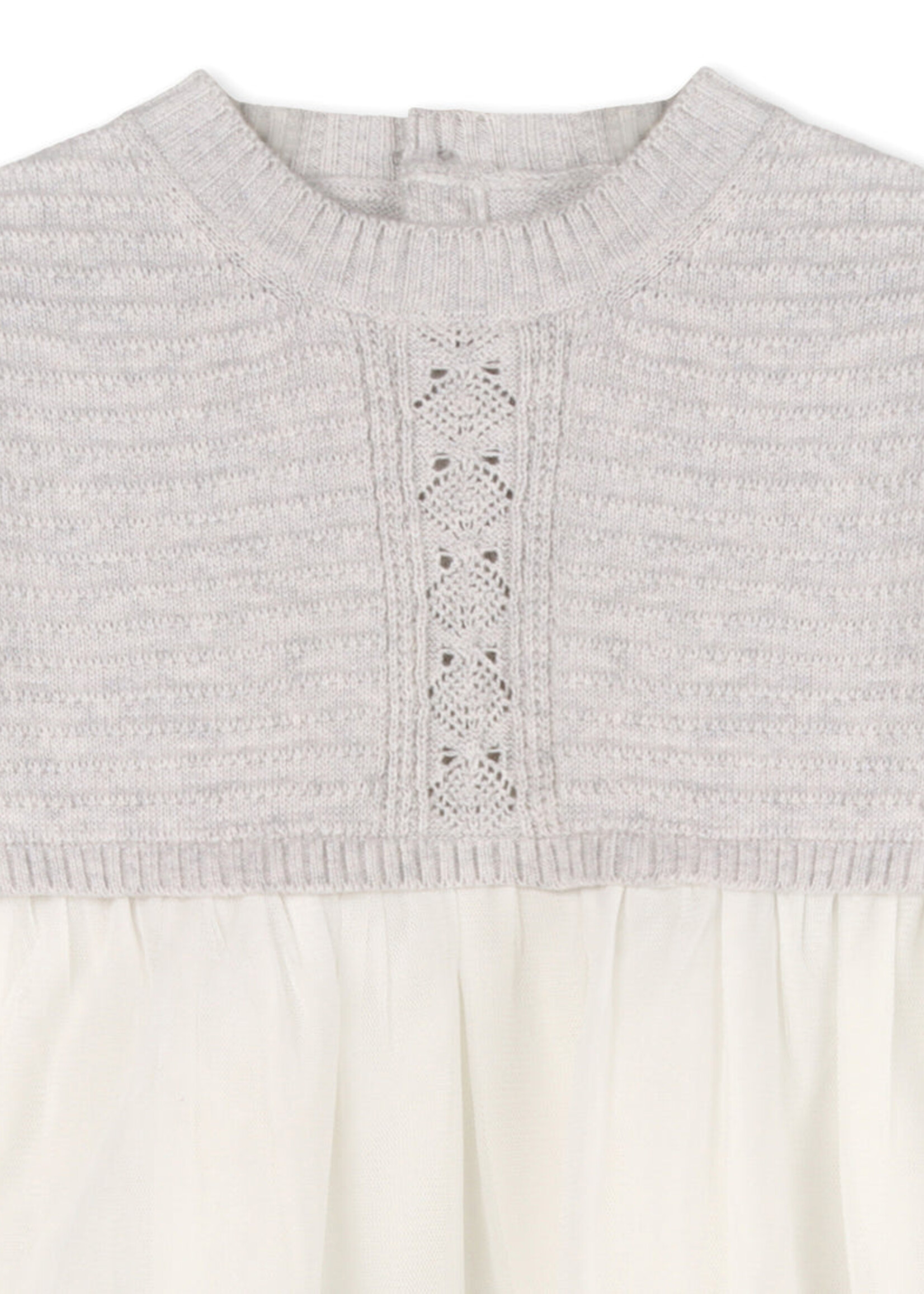 Viverano Pointelle Cable Knit Sweater Top Tutu Dress Pearl Grey