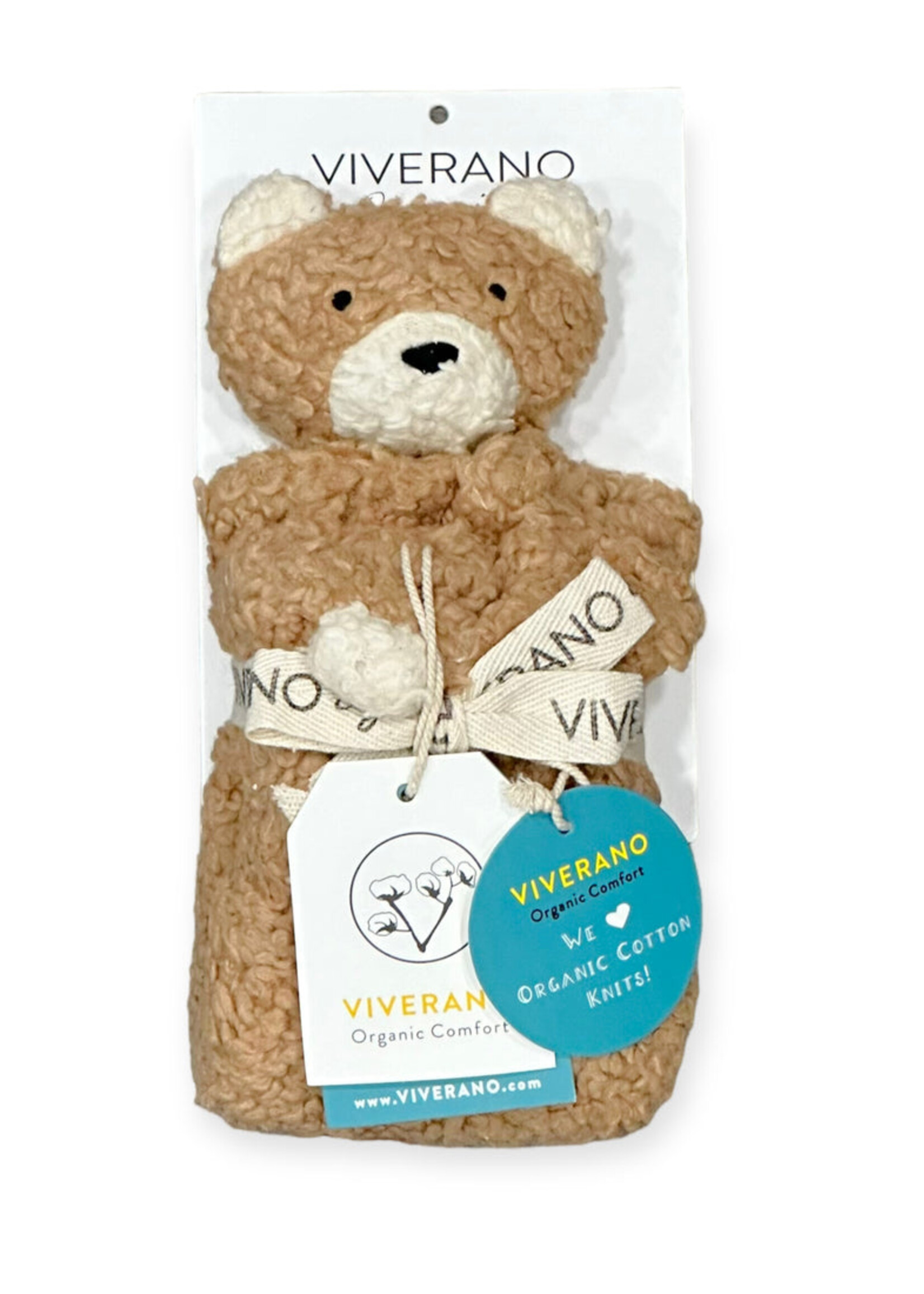 Viverano Bear Organic SHERPA Lovey Baby Security Blanket Cuddle Cloth