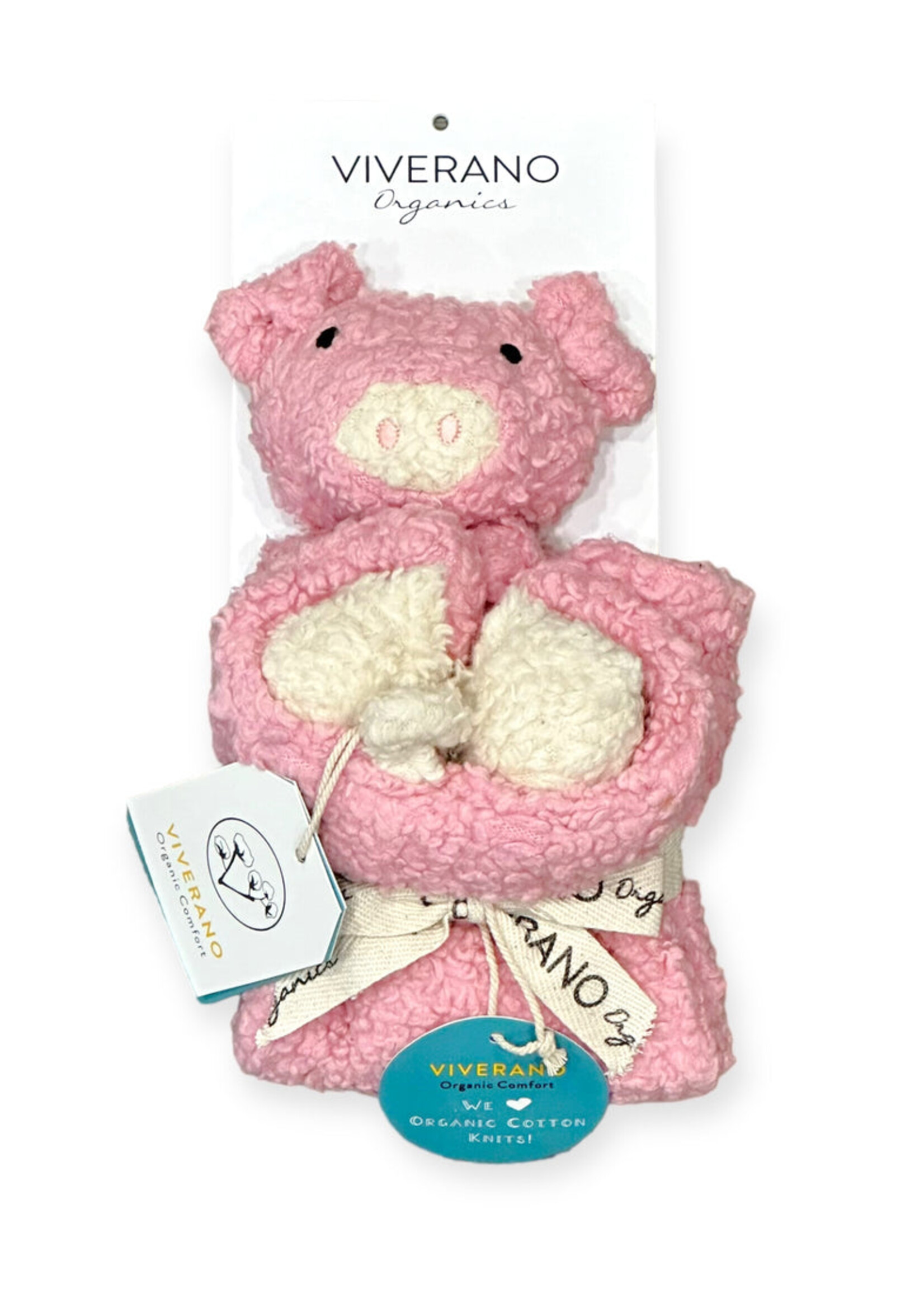 Viverano Pig Organic SHERPA Lovey Baby Security Blanket Cuddle Cloth