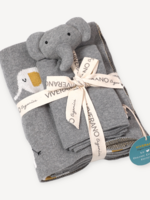 Viverano Elephant Jacquard Knit Baby Blanket/Lovey Gift Set