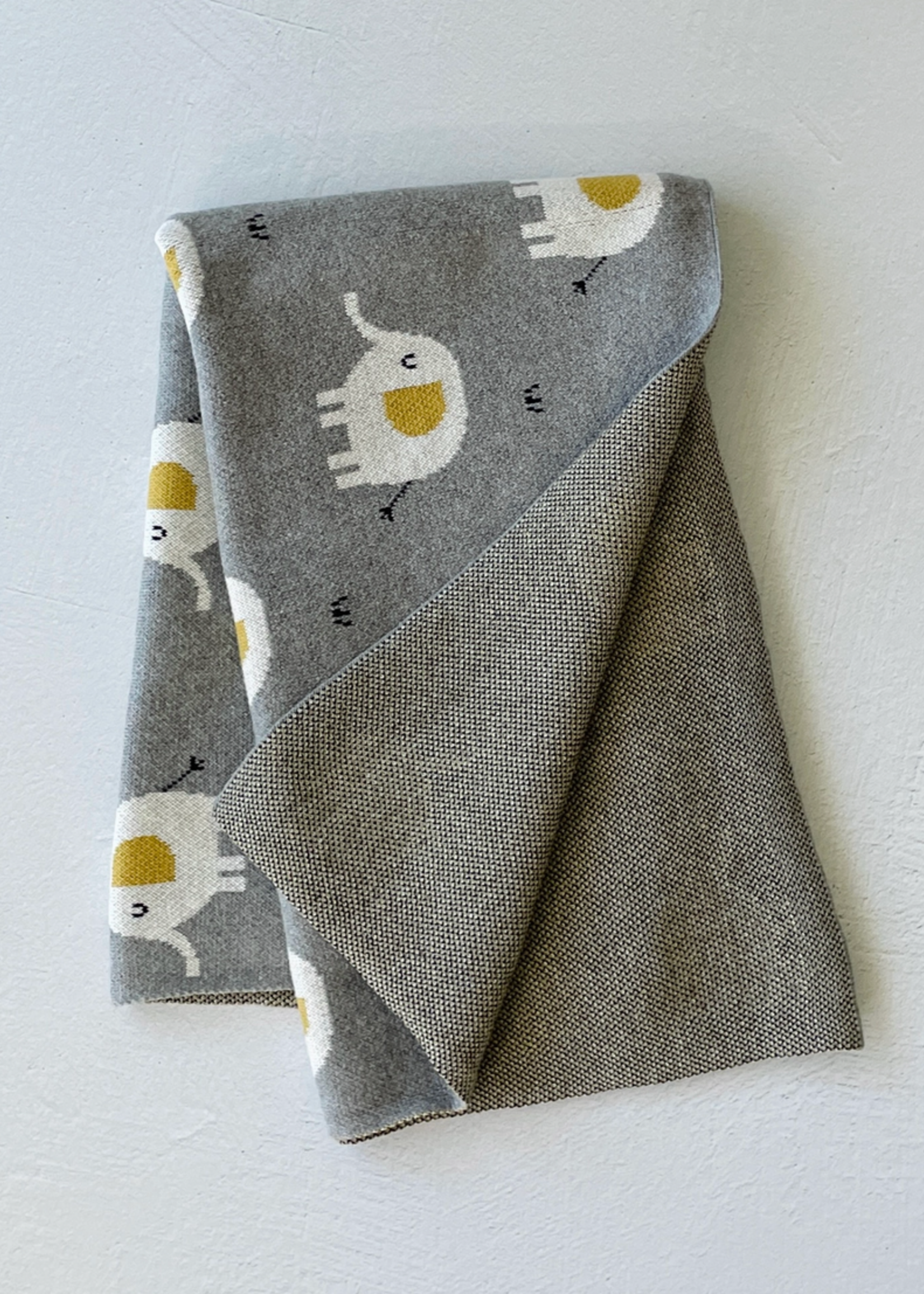 Viverano Elephant Jacquard Knit Baby Blanket/Lovey Gift Set