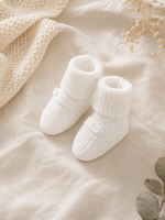 Viverano Dove White Sweater Knit Baby Booties Shoes