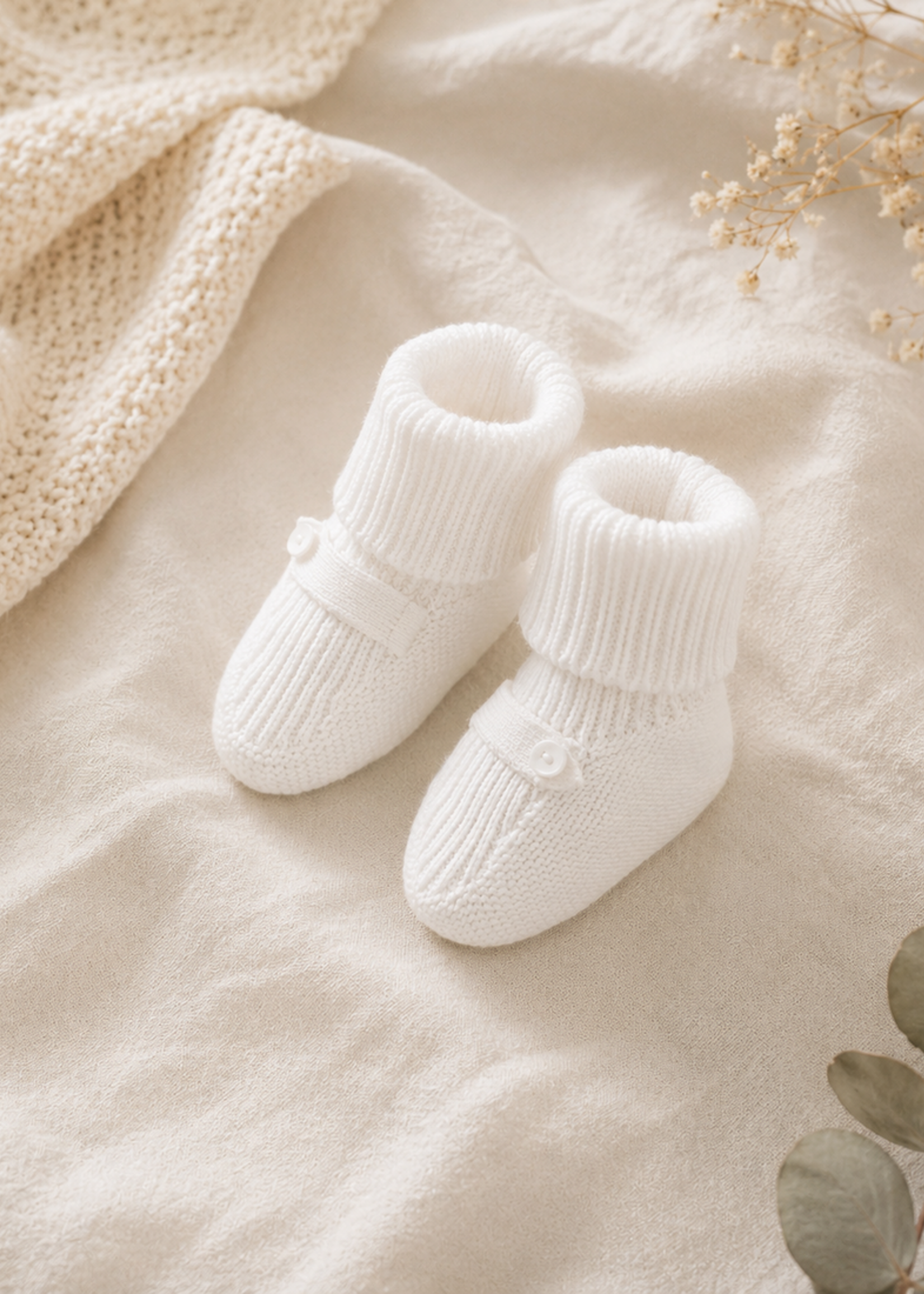 Viverano Dove White Sweater Knit Baby Booties Shoes