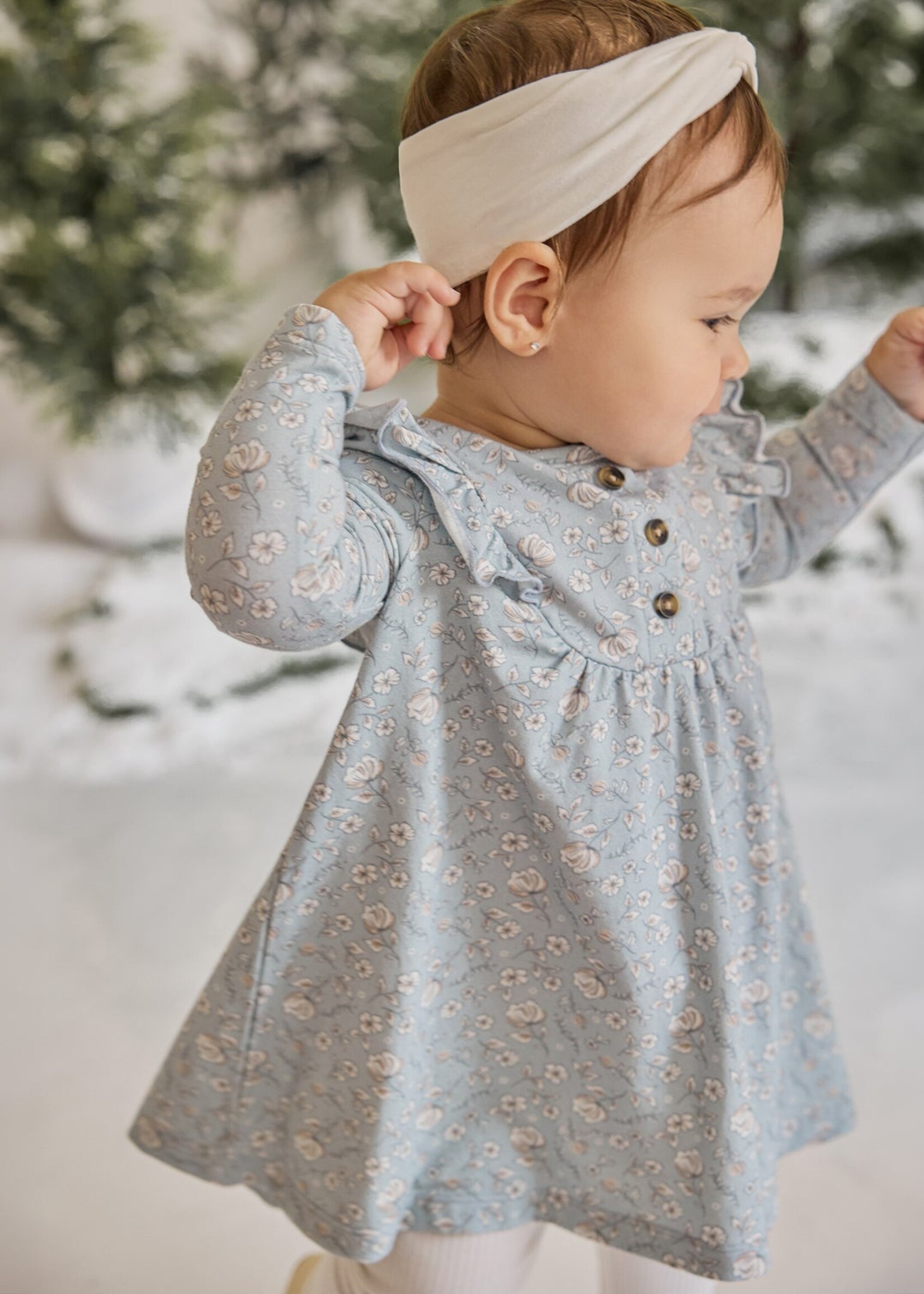 Petit Lem DRESS LEGGINGS KNIT SET LT BLUE FLOWER PRINT