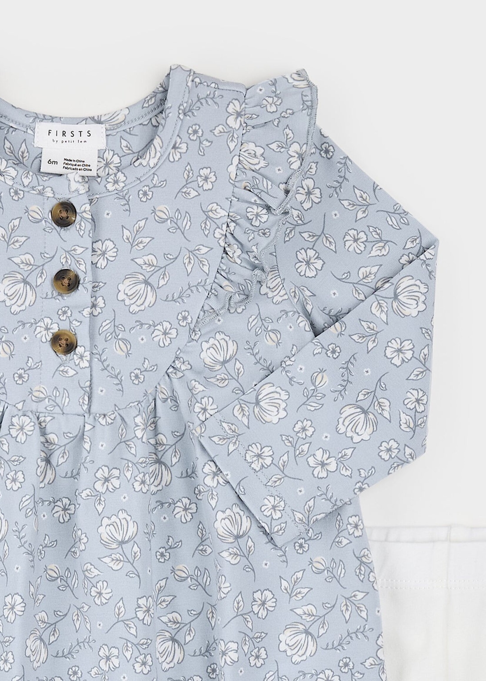 Petit Lem DRESS LEGGINGS KNIT SET LT BLUE FLOWER PRINT