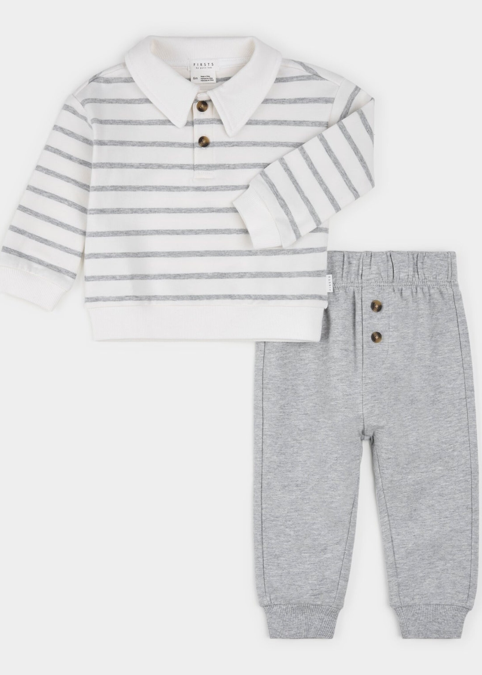 Petit Lem STRIPE KNIT TOP/PANT SET