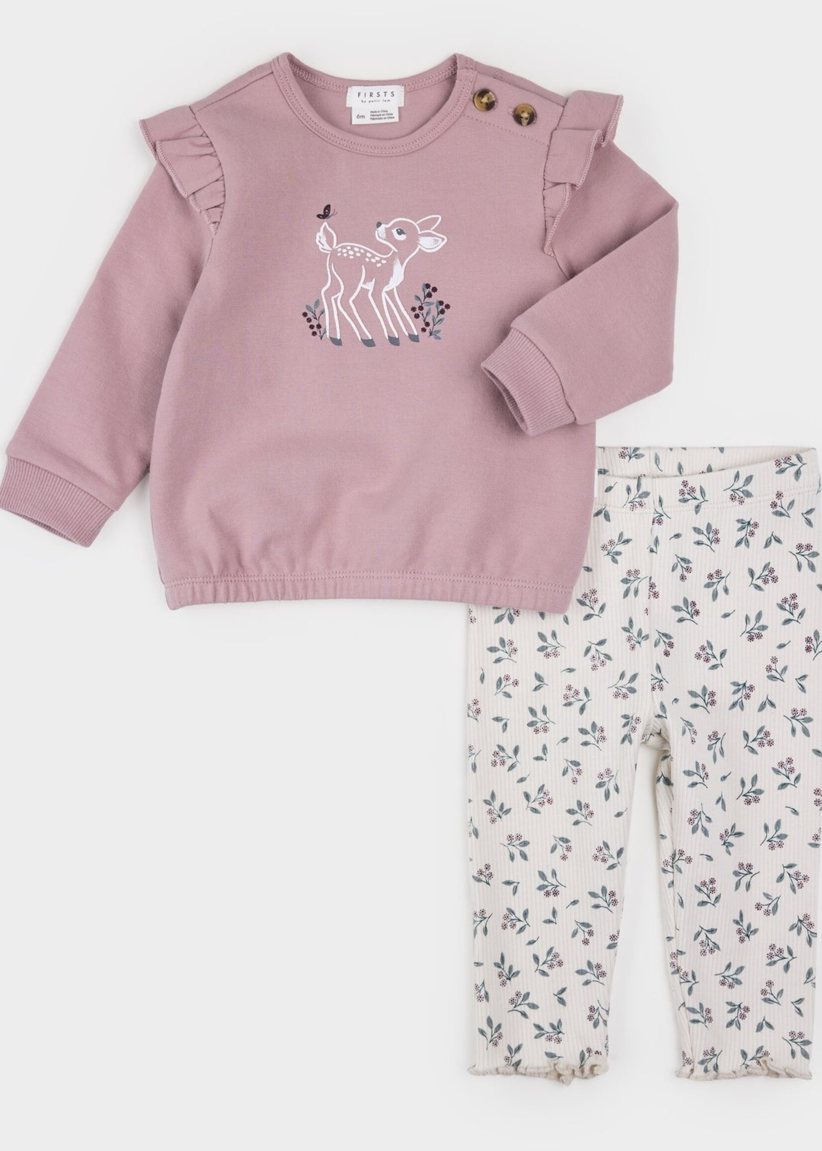 Petit Lem SWEATSHIRT LEGGINGS KNIT SET W/DEER PRINT