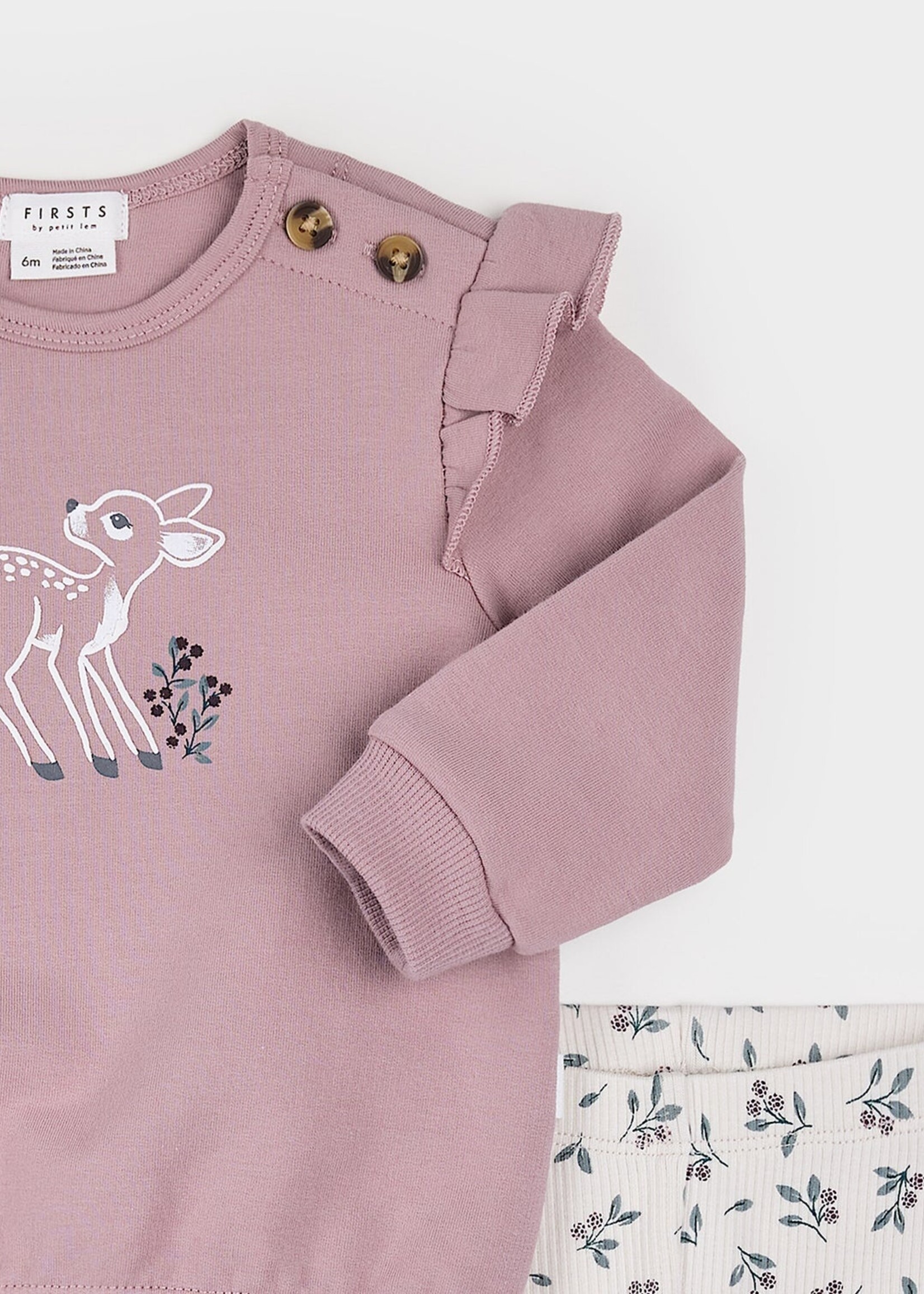 Petit Lem SWEATSHIRT LEGGINGS KNIT SET W/DEER PRINT