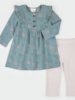 Petit Lem DRESS LEGGINGS SET TURQUOISE FLOWER PRINT