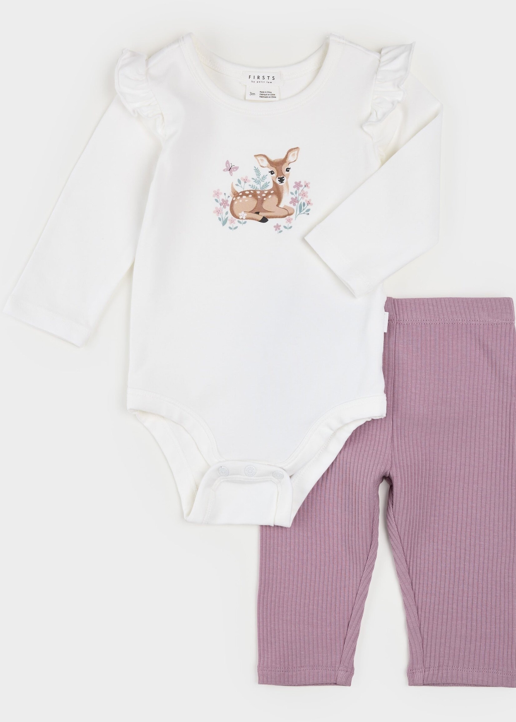Petit Lem BODYSUIT PANTS Set W/DEER PRINT