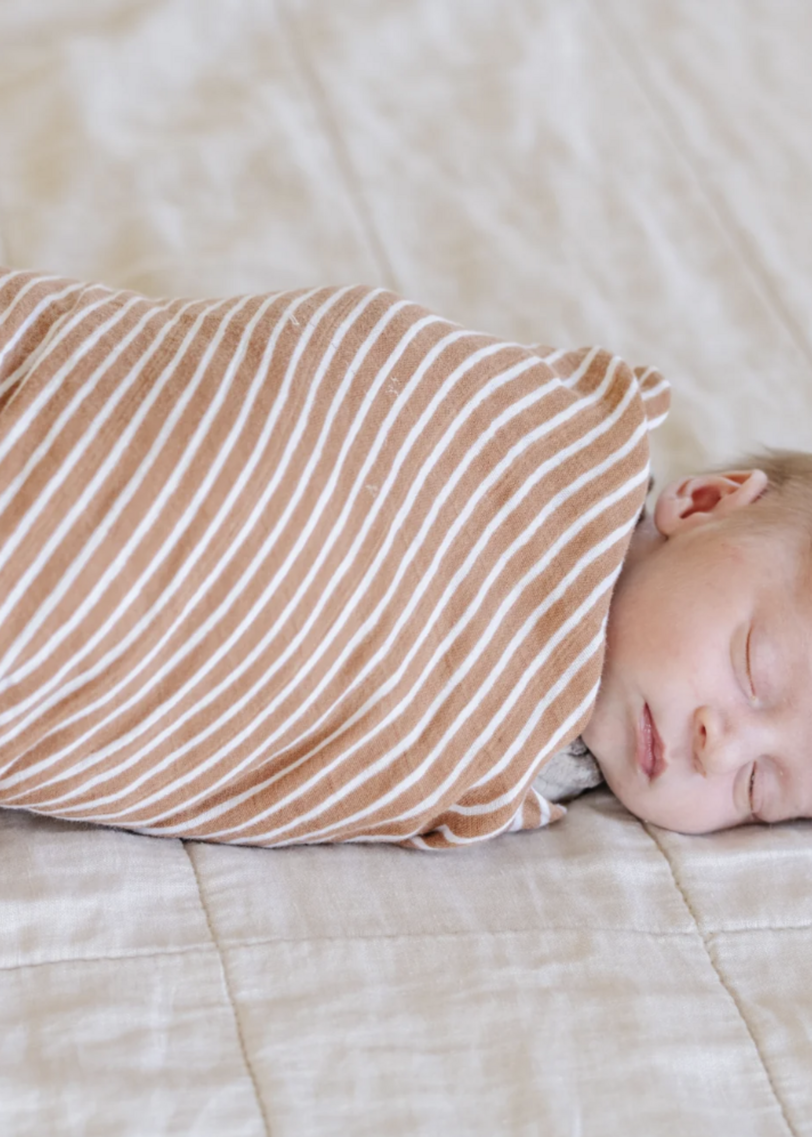 Saranoni Bamboo Rayon Muslin Swaddles By Hope Camel Stripe