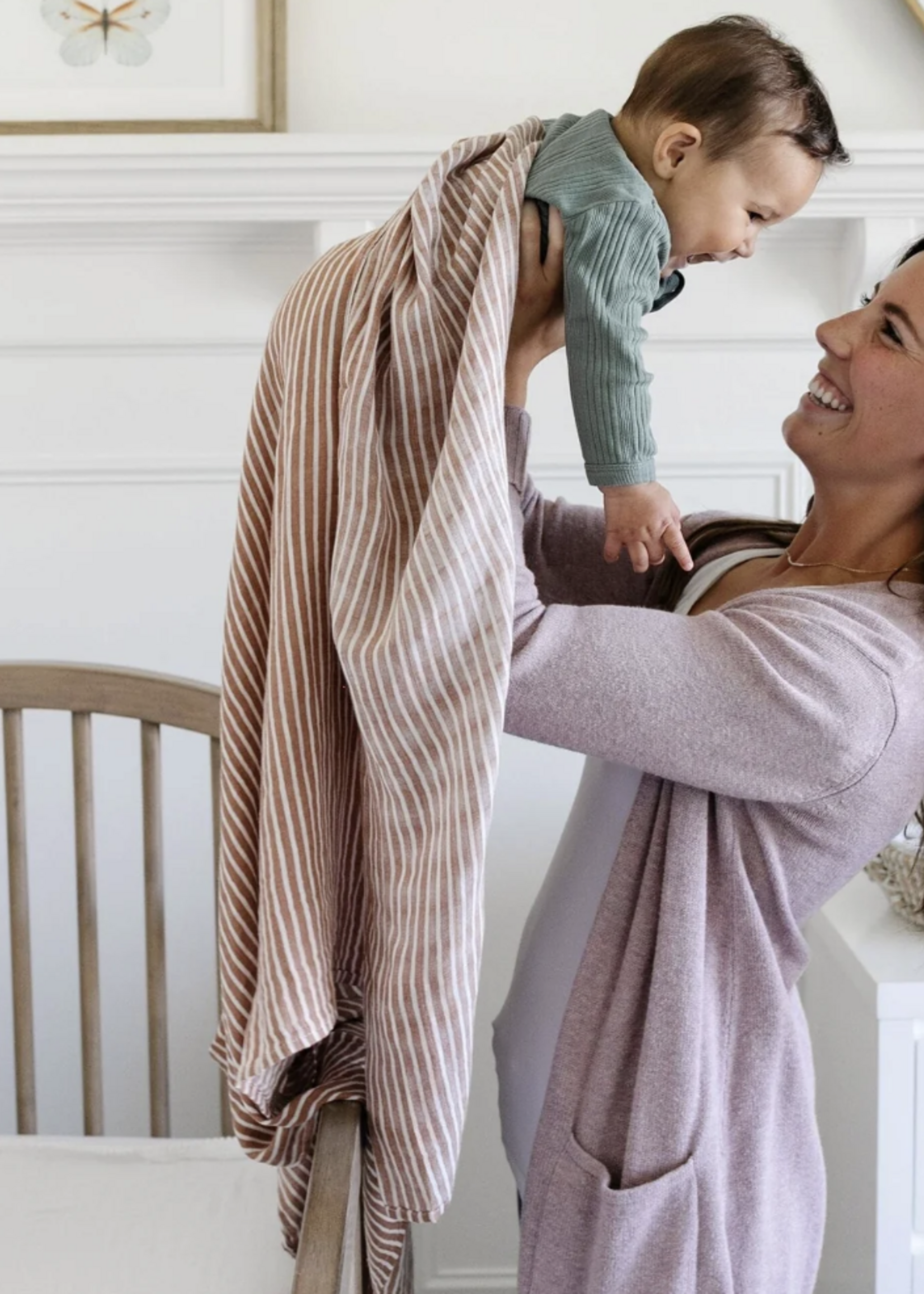 Saranoni Bamboo Rayon Muslin Swaddles By Hope Camel Stripe