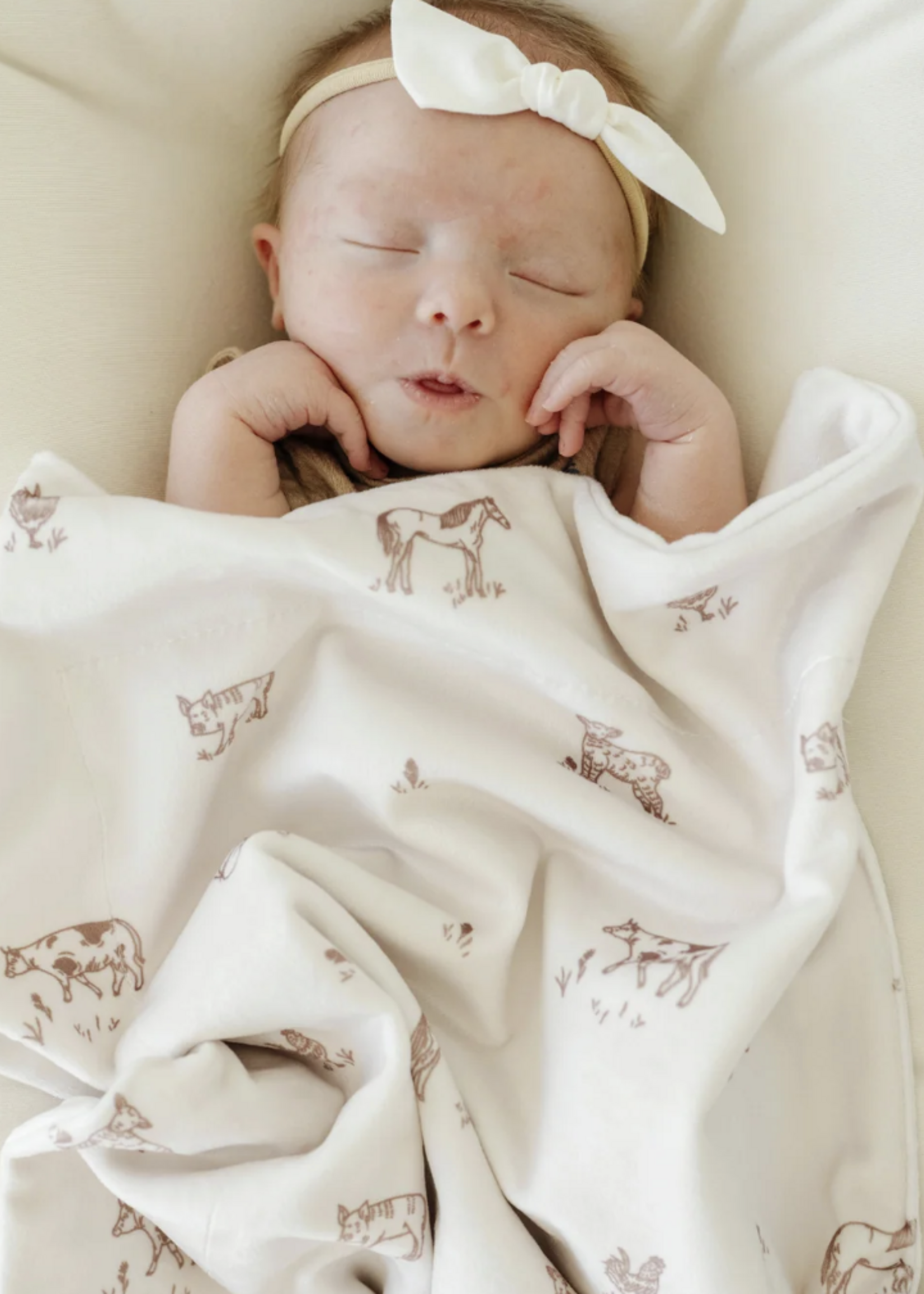 Saranoni Minky Stretch Mini Blankets Farm Animals