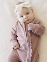 Saranoni Stretchy Waffle Knit Ruffle Outfits Mulberry