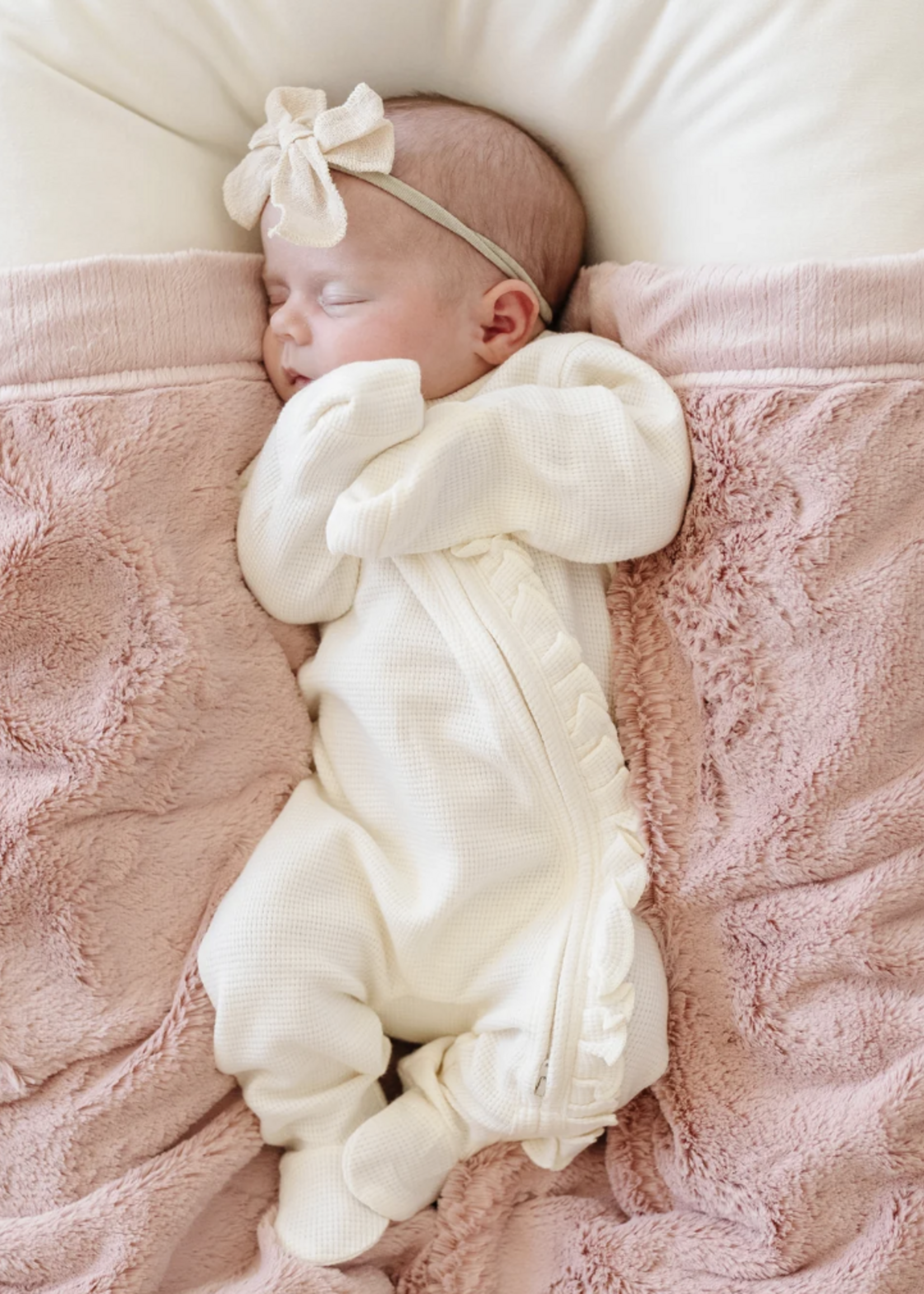 Saranoni Stretchy Waffle Knit Ruffle Outfits Buttercream