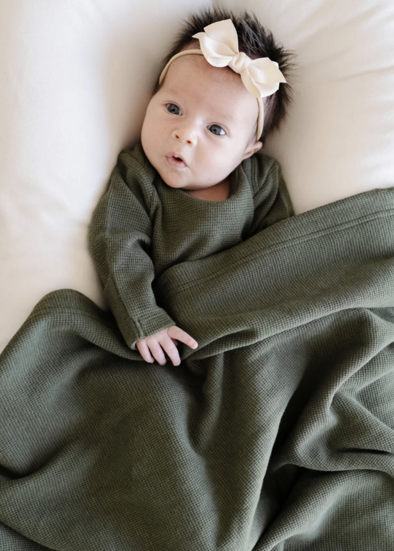 Saranoni Stretchy Waffle Knit Receiving Blankets Loden