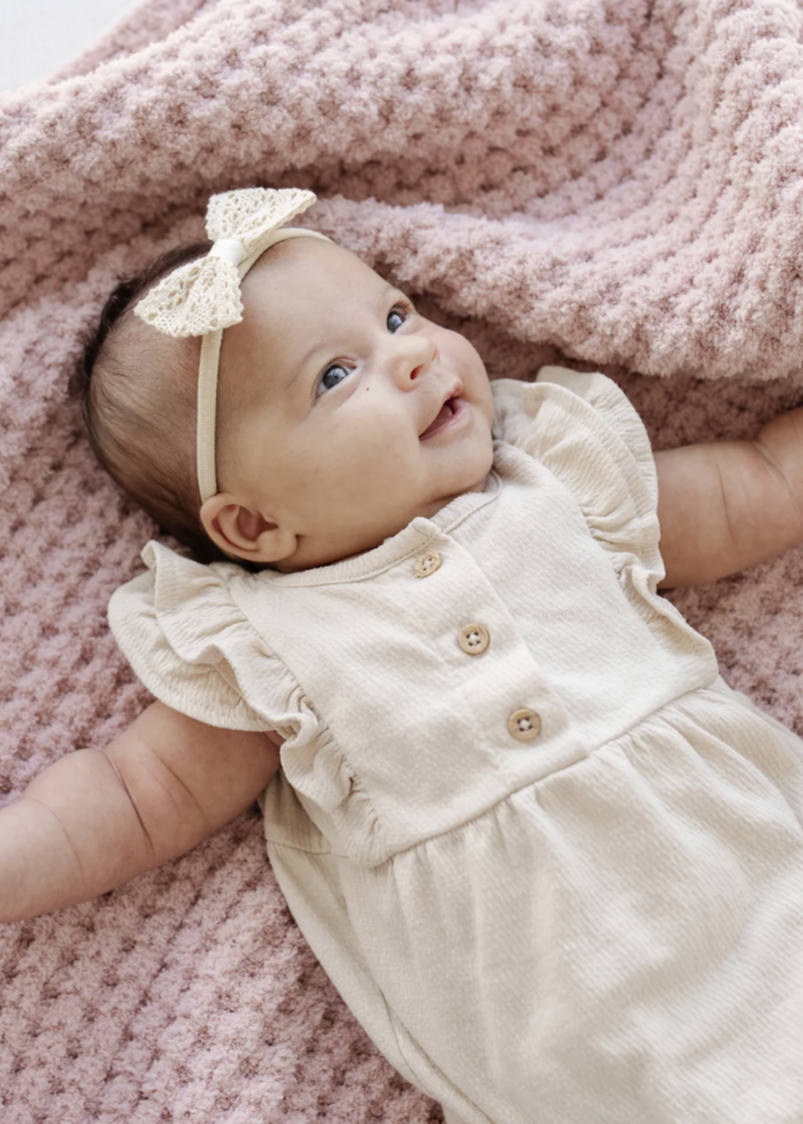 Saranoni Waffle Knit Receiving Blankets Rosette