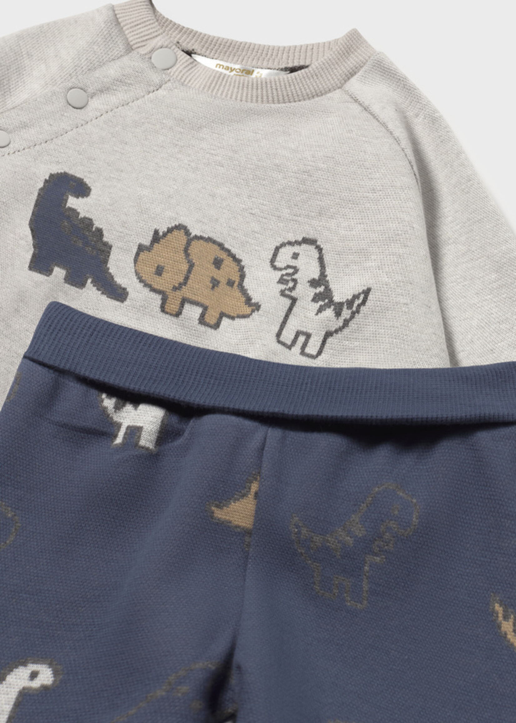 Mayoral Pullover Footed Pant Set w/Dino Print