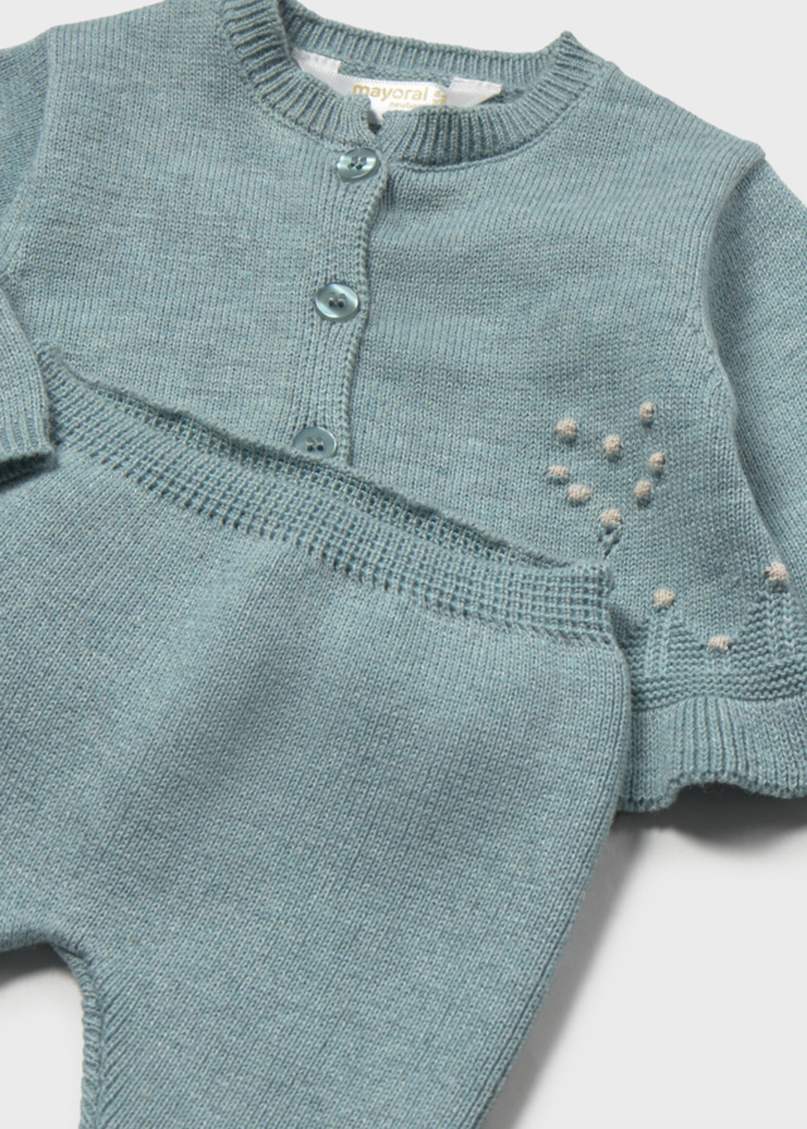 Mayoral Cardigan and Footed Pant Set Mineral