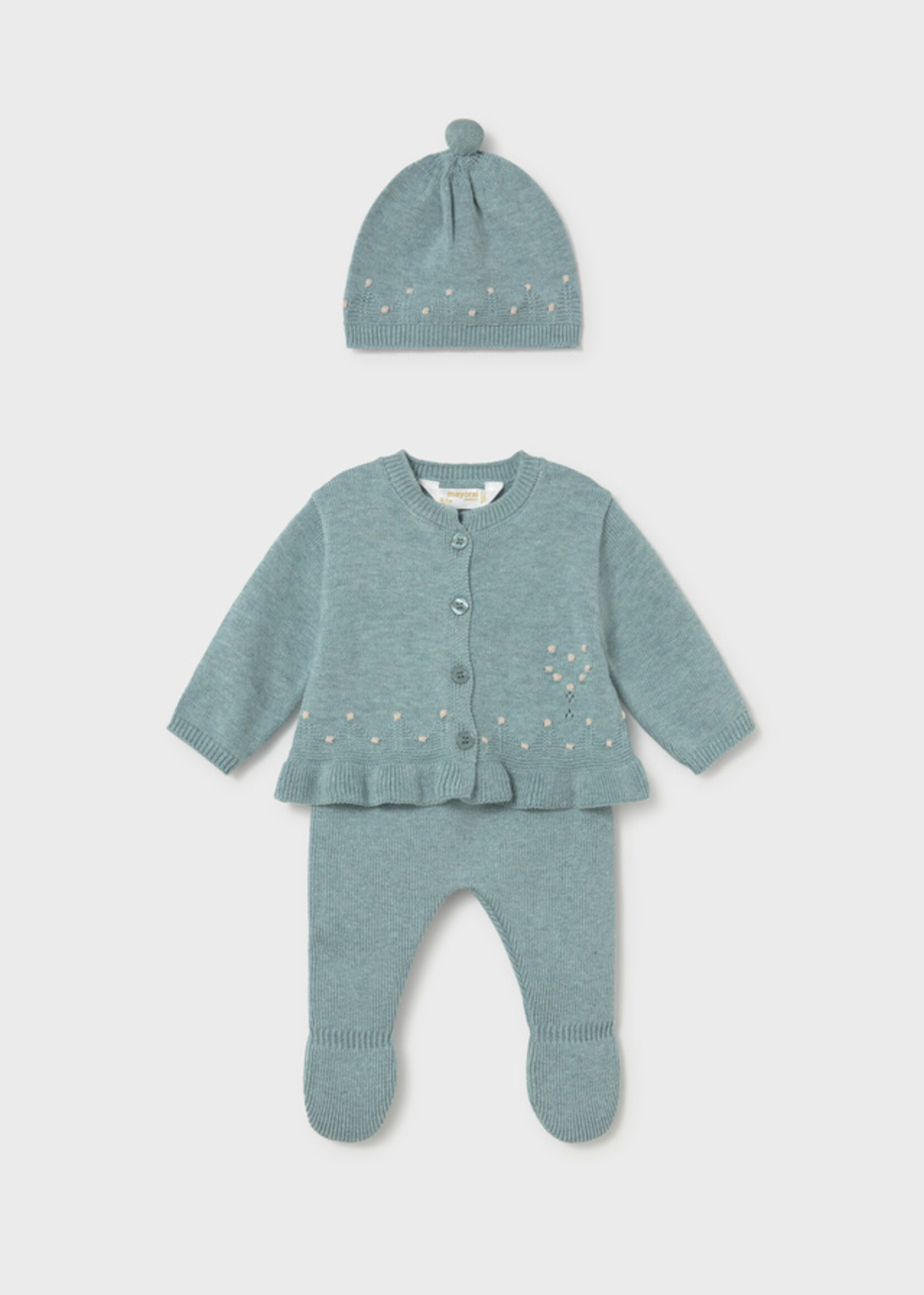 Mayoral Cardigan and Footed Pant Set Mineral