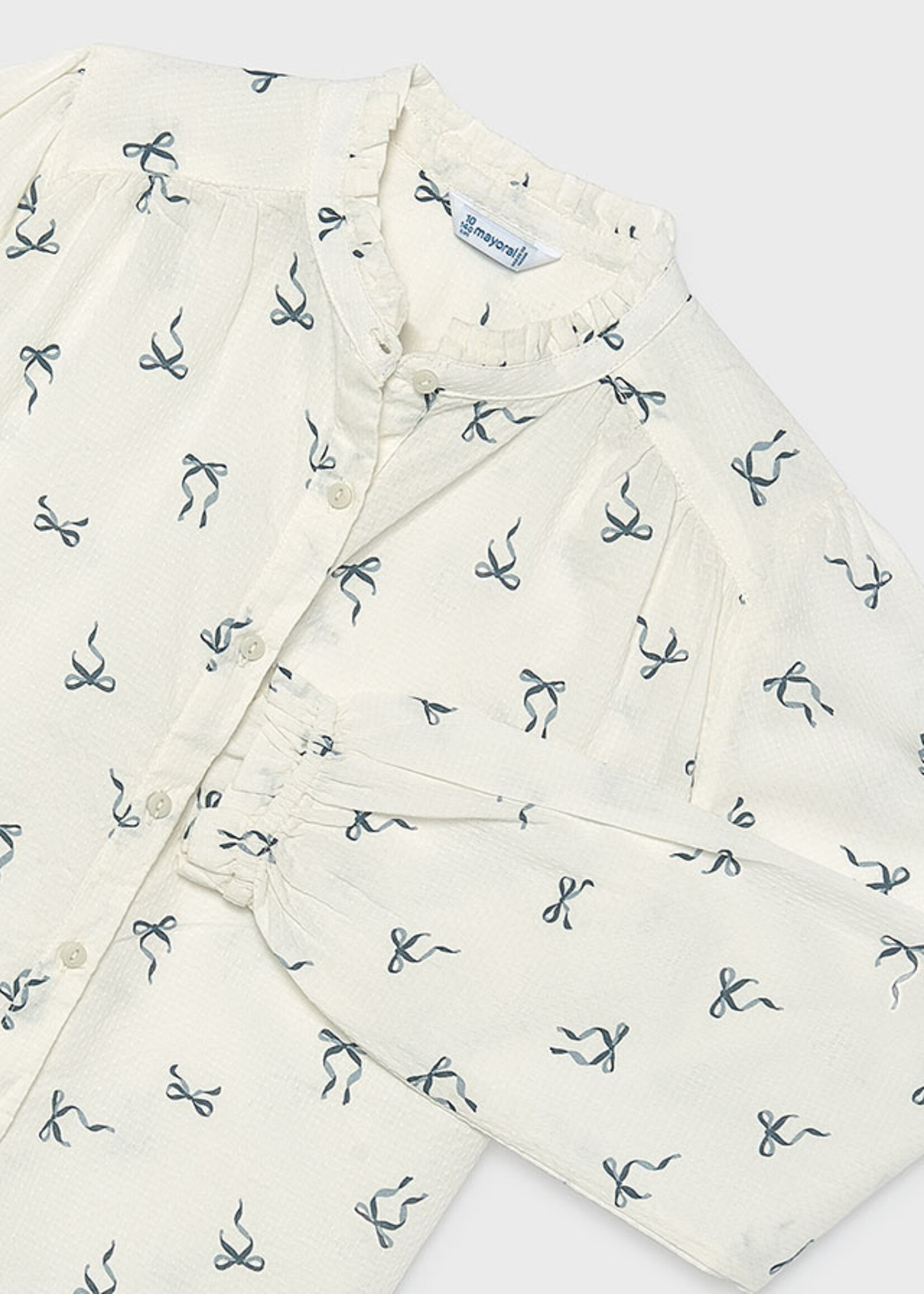 Mayoral Cream Print Jacquard Blouse