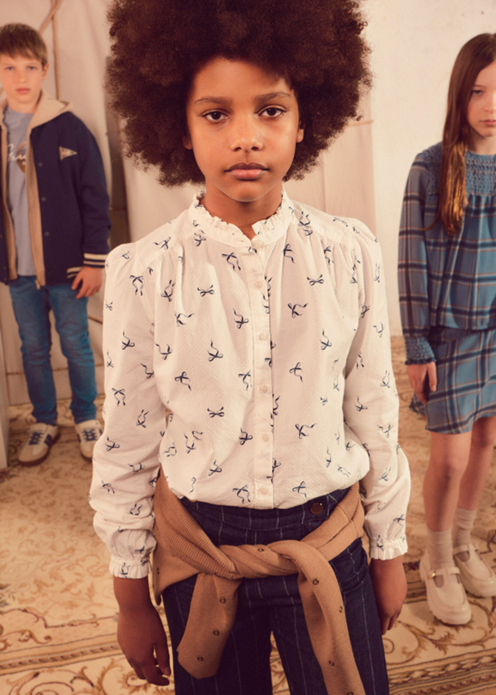 Mayoral Cream Print Jacquard Blouse