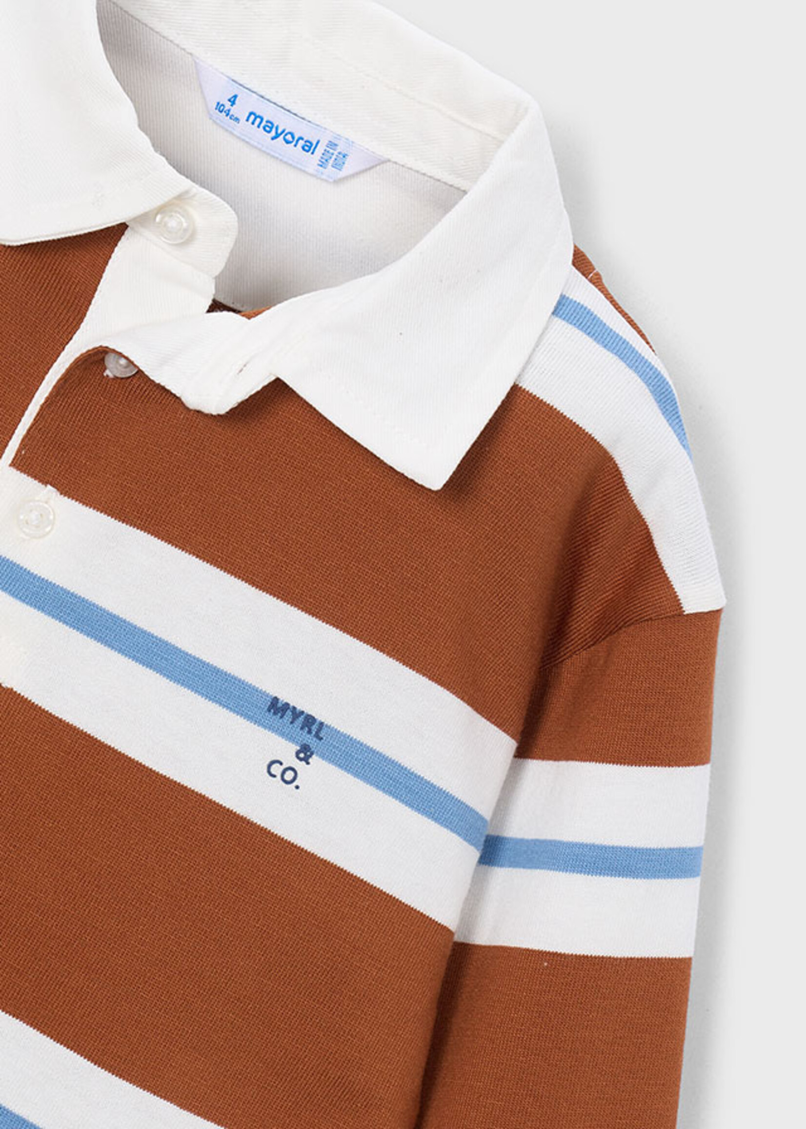 Mayoral L/S Stripe Polo Brick Red