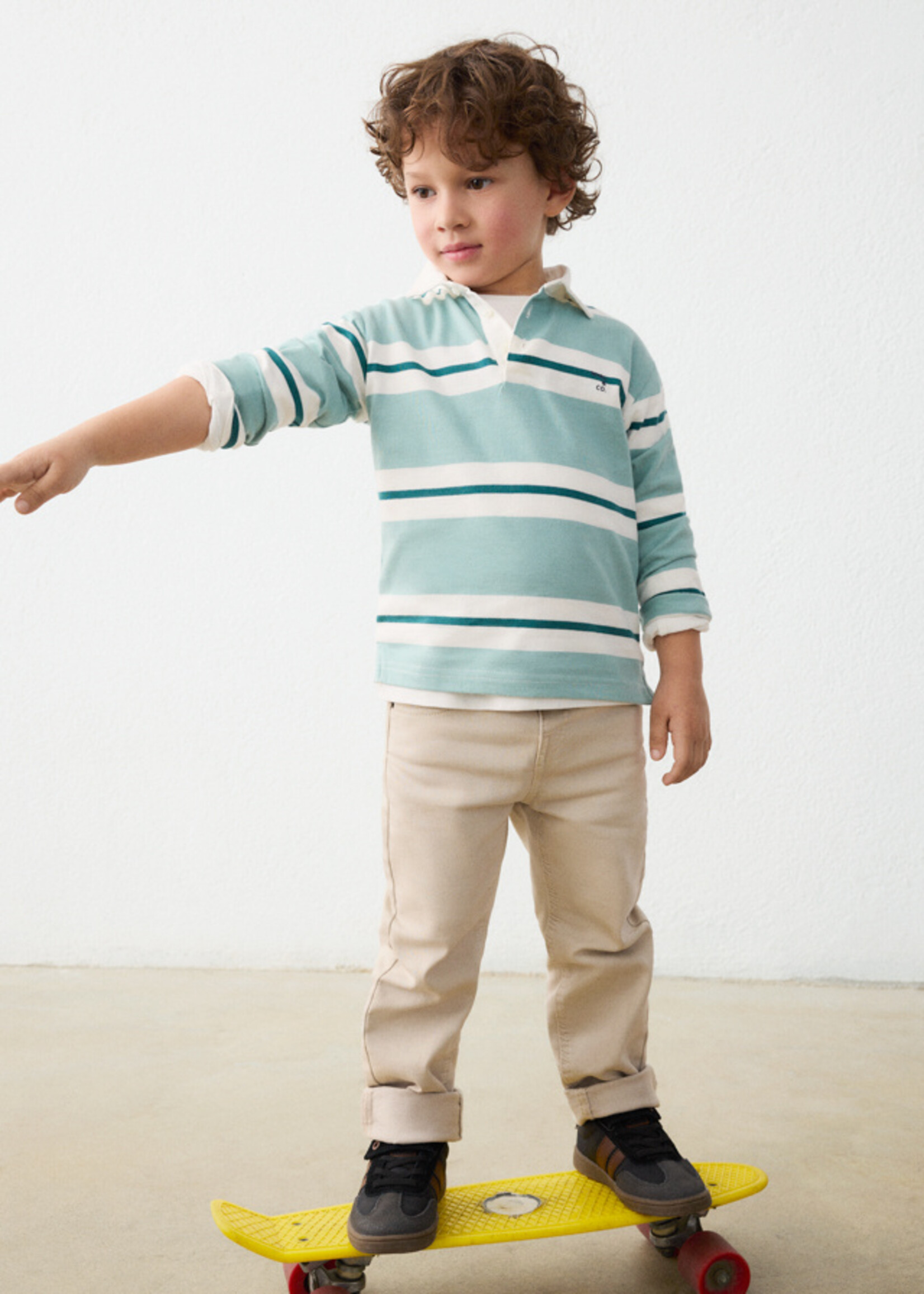 Mayoral L/S Stripe Polo Aquarium