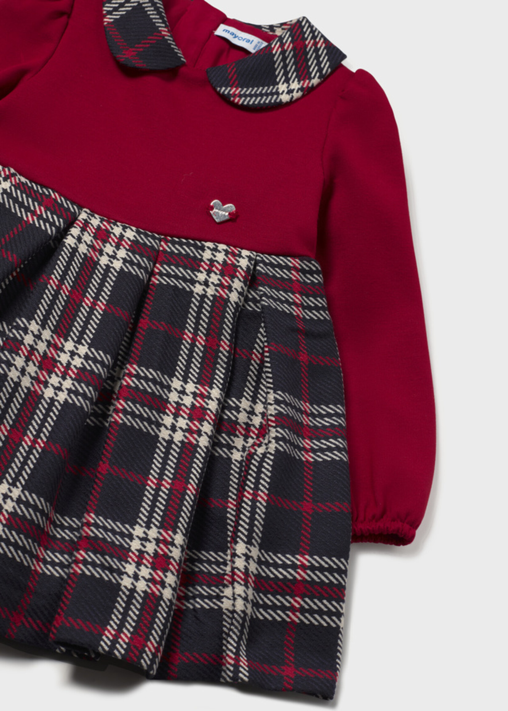 Mayoral Red Plaid Dress w/Pleated Skirt