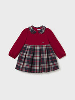 Mayoral Red Plaid Dress w/Pleated Skirt