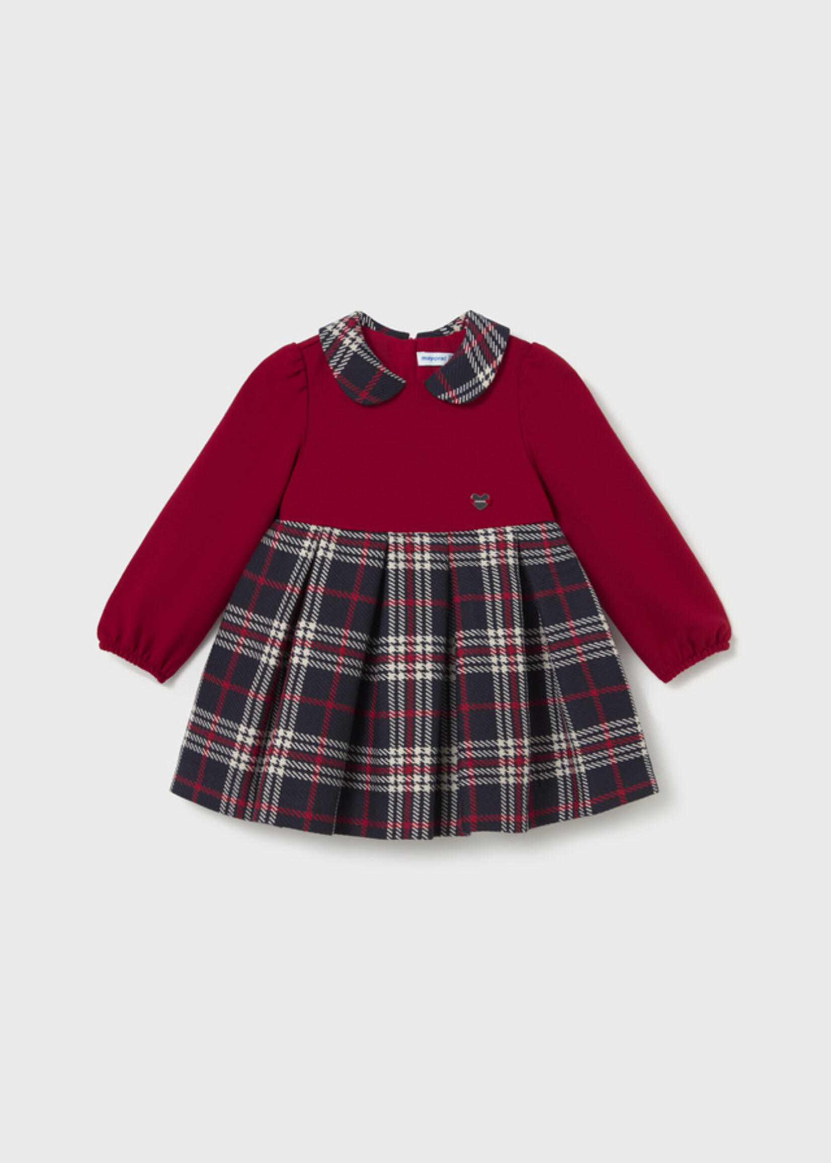 Mayoral Red Plaid Dress w/Pleated Skirt