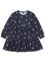 Tea Collection CORDUROY HENLEY SHIRTDRESS MIDNIGHT POSY